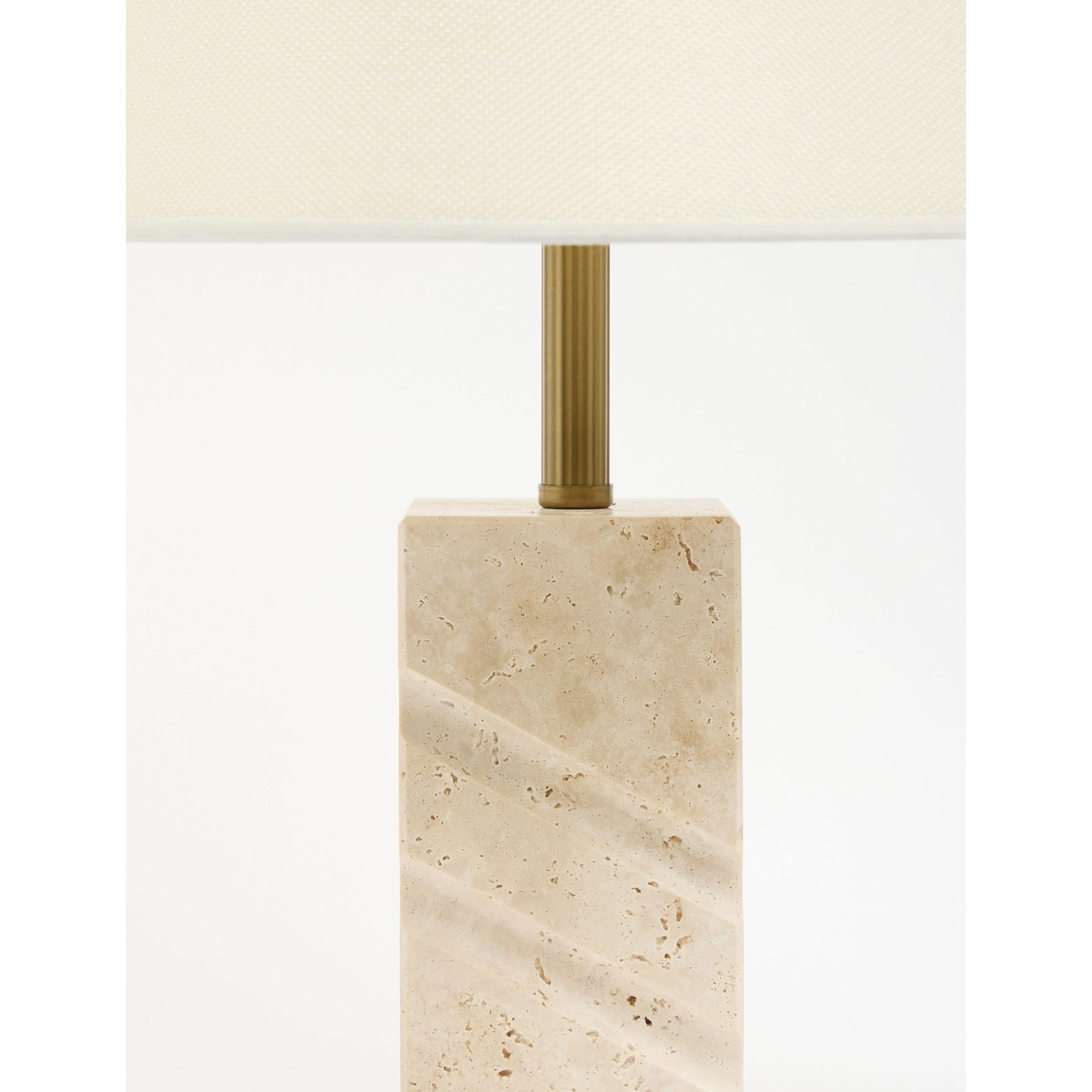 Valen Kumaş Şapkalı Traverten Abajur