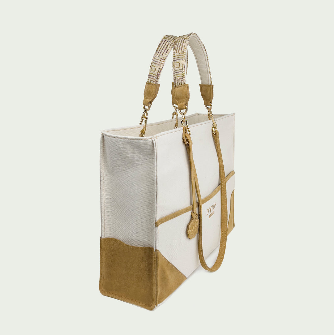 Valeria Ecru Tote Bag-Tote Çanta-D'ylla Atelier-NowShopFun