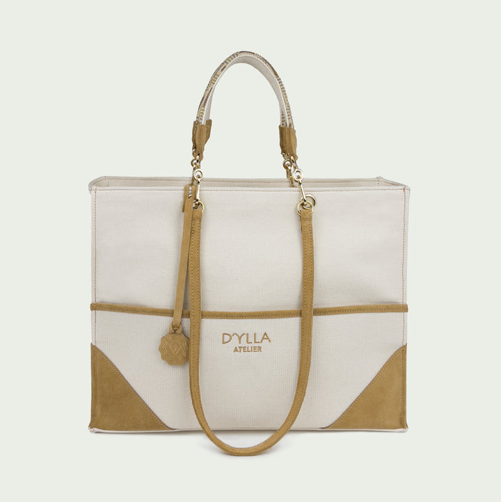 Valeria Ecru Tote Bag-Tote Çanta-D'ylla Atelier-NowShopFun