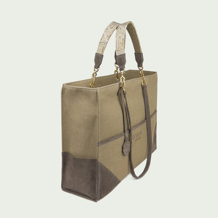 Valeria Jute Brown Tote Bag-Tote Çanta-D'ylla Atelier-NowShopFun