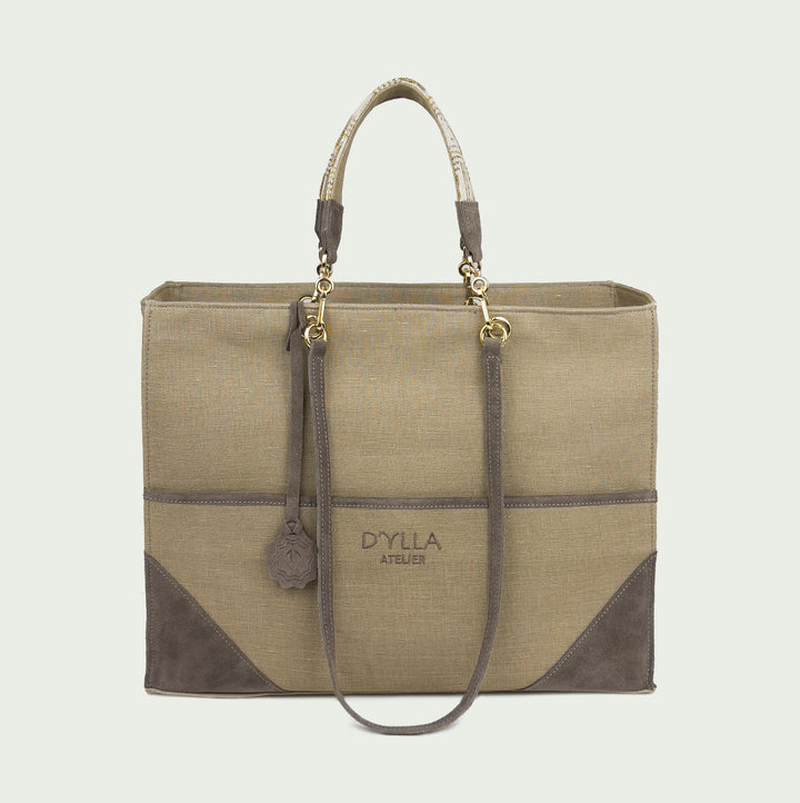 Valeria Jute Brown Tote Bag-Tote Çanta-D'ylla Atelier-NowShopFun