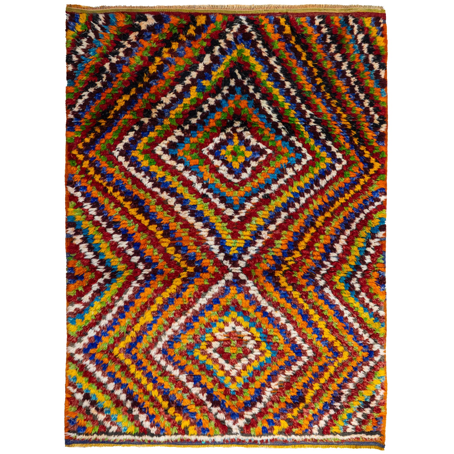 Vanya Renkli Damalı El Dokuma Tülü Halı 103x143 cm