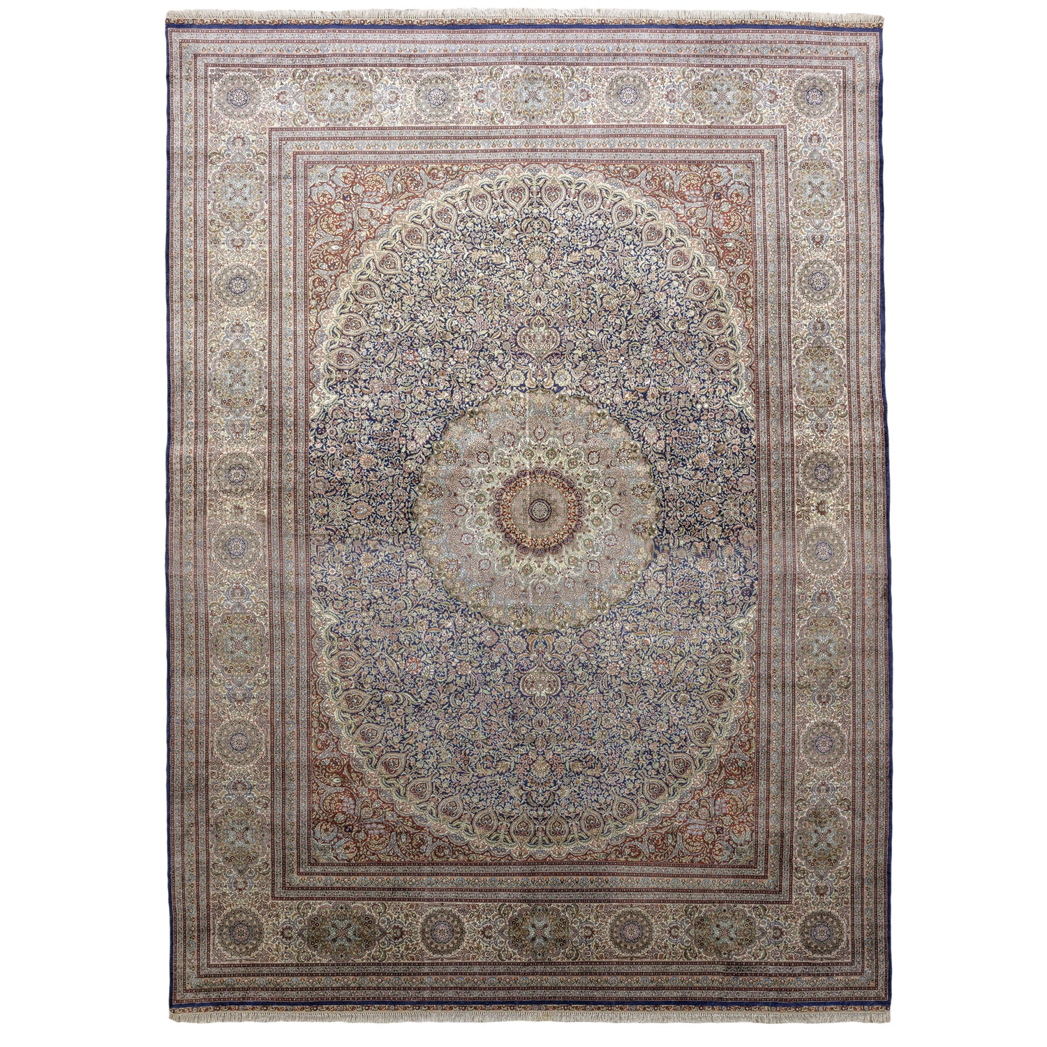 Varamin Madalyon Desenli İpek Halı 305x414 cm