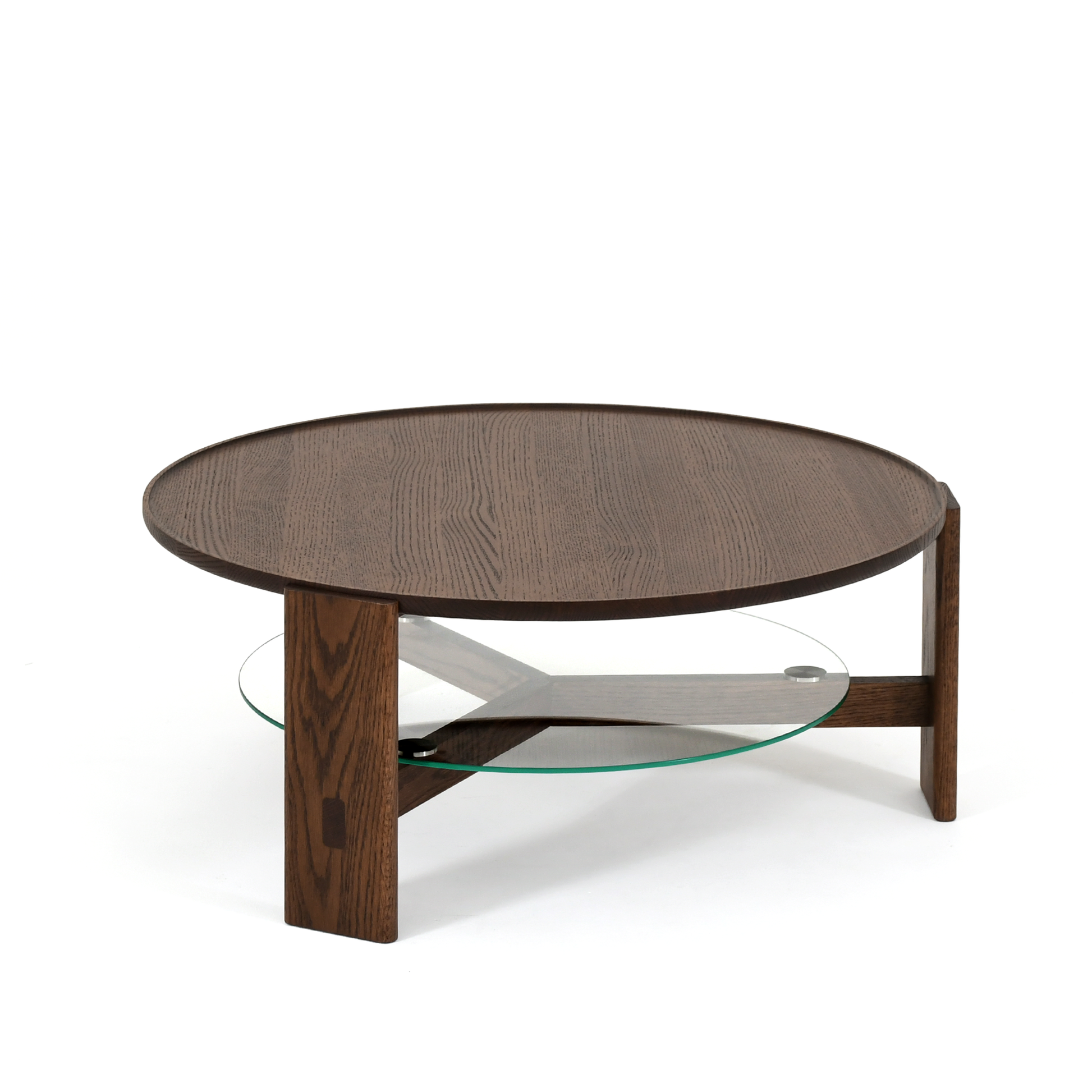 Vasso Camlı Kahve Masası | Koyu Meşe