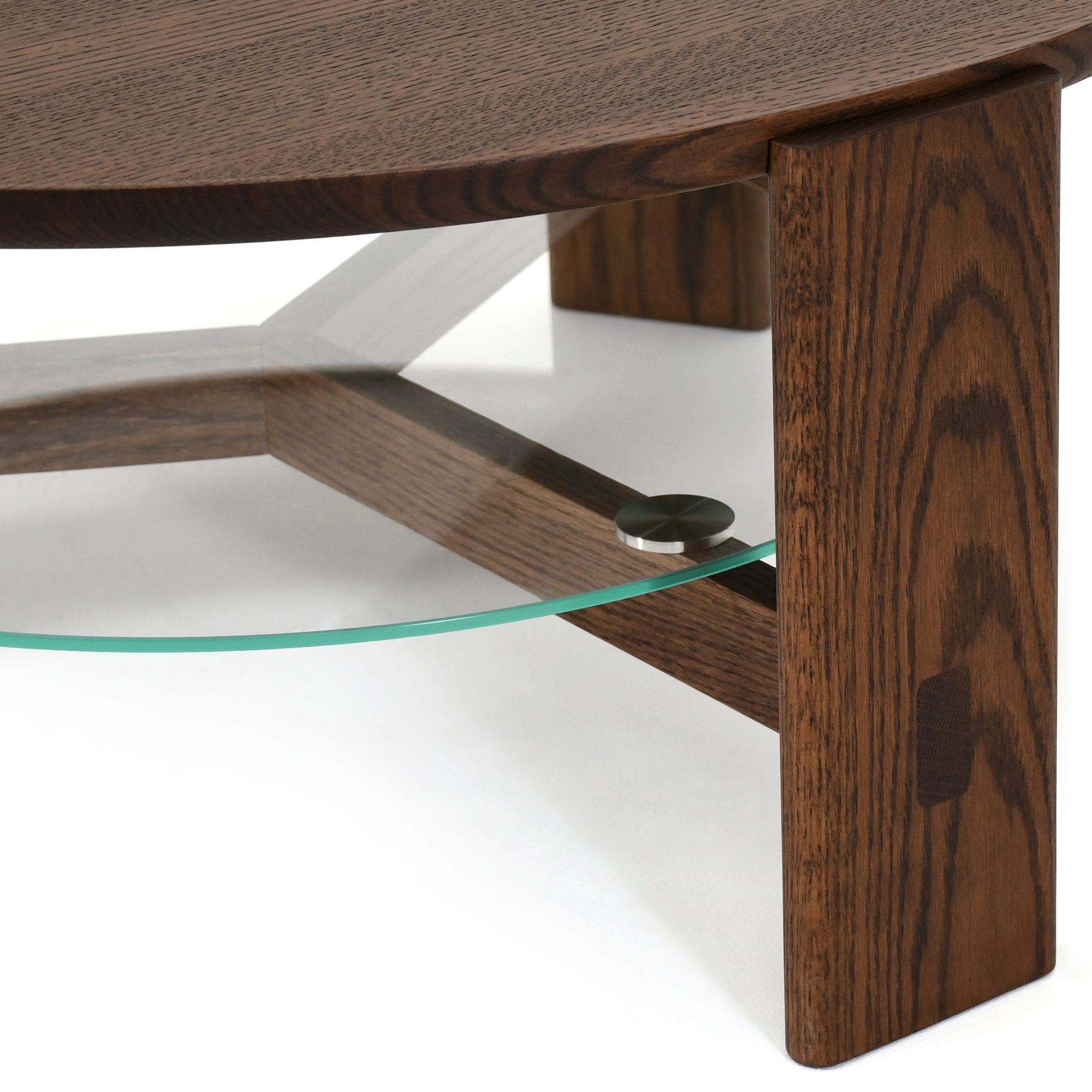 Vasso Camlı Kahve Masası | Koyu Meşe