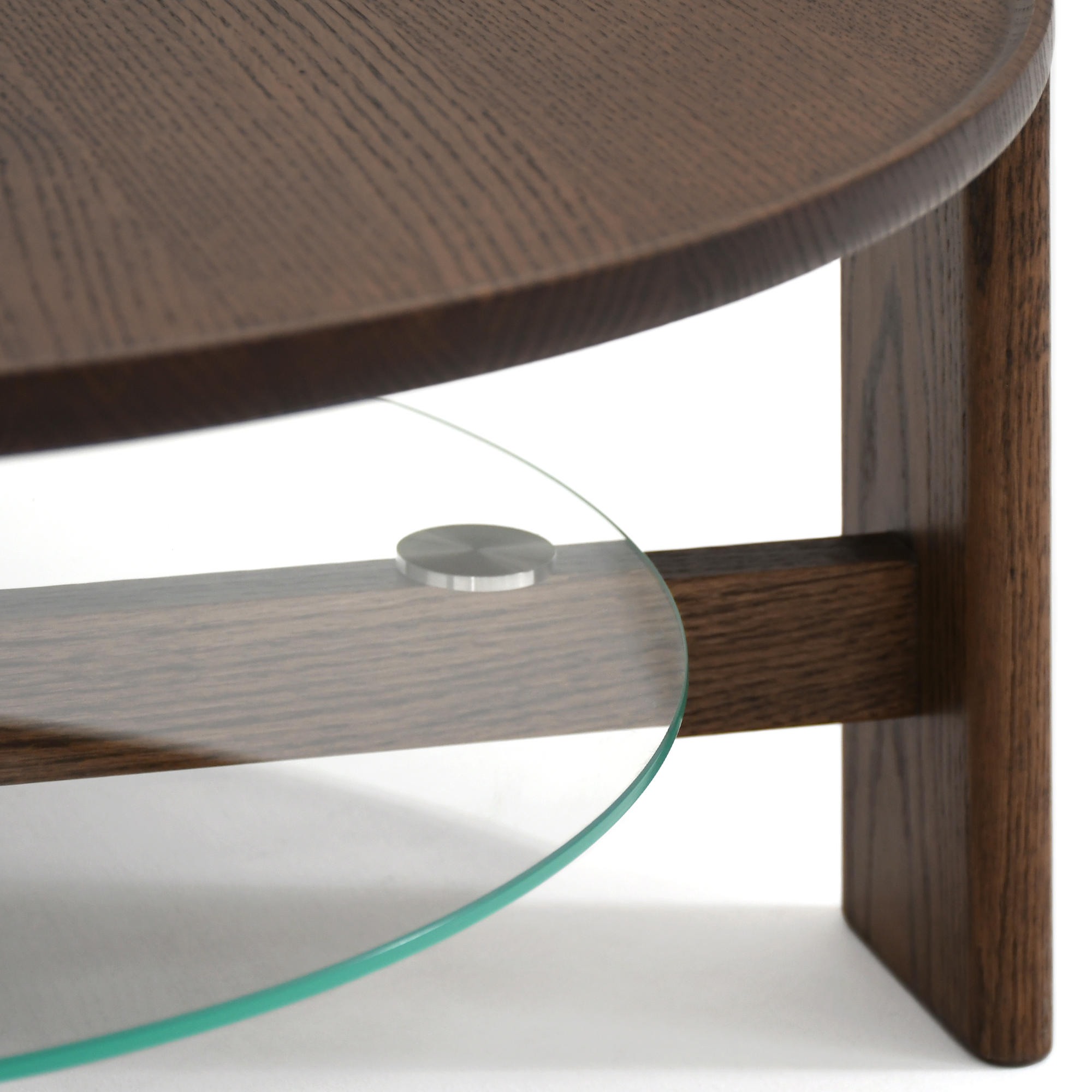 Vasso Camlı Kahve Masası | Koyu Meşe