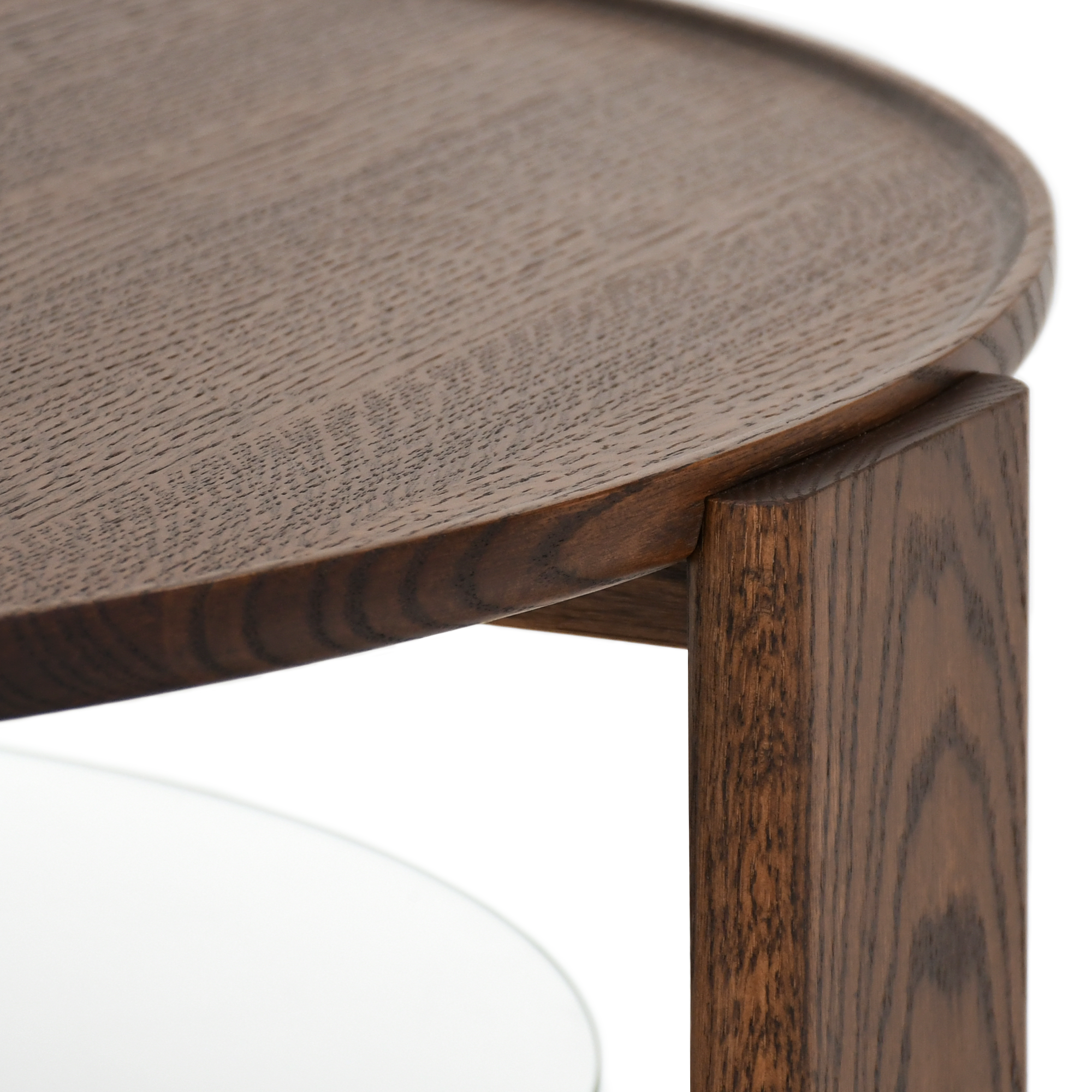 Vasso Camlı Kahve Masası | Koyu Meşe