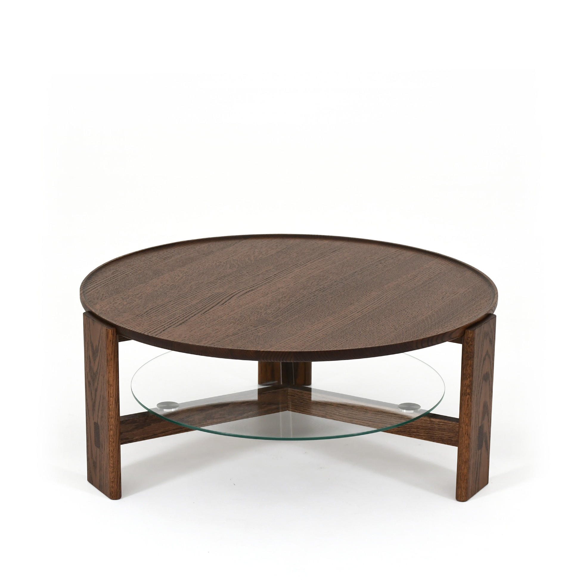 Vasso Camlı Kahve Masası | Koyu Meşe