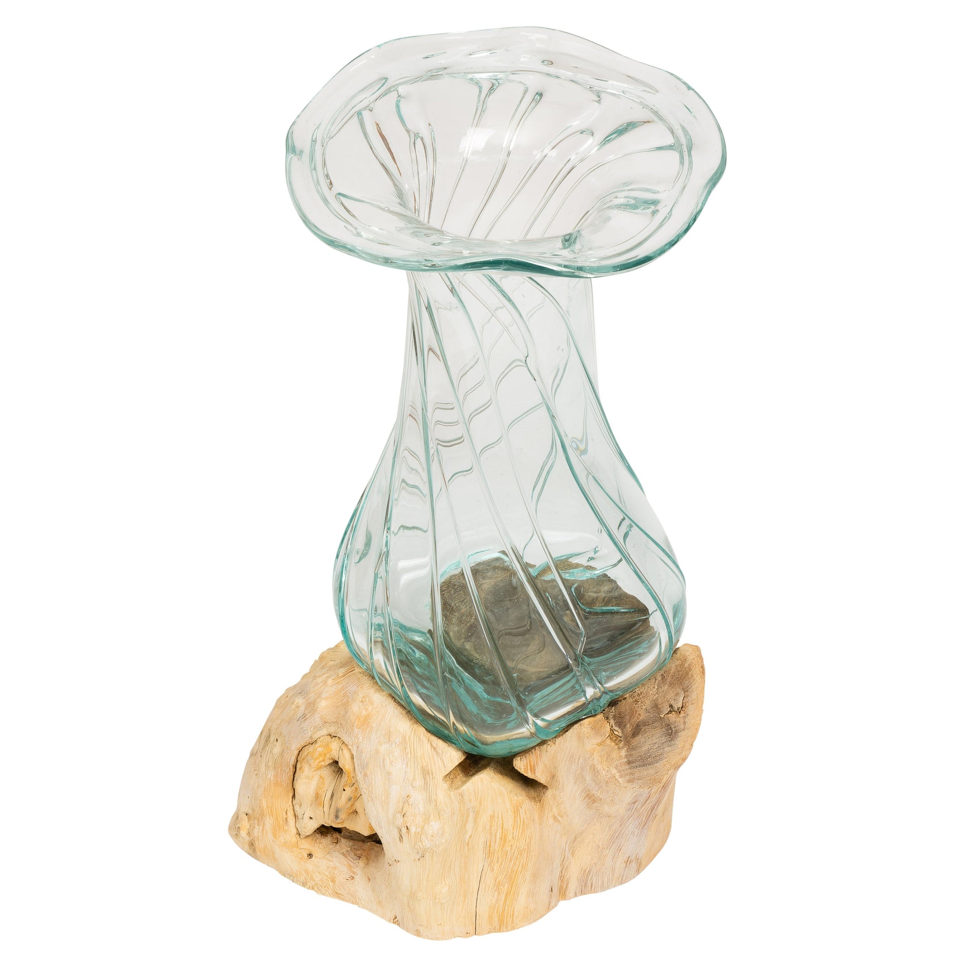 Vazo Ahşaba Cam Üfleme Desenli