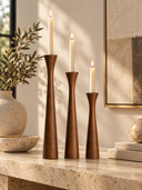 Vela Trio Ahşap Şamdan Seti-Garden Art Home-NowShopFun