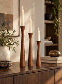 Vela Trio Ahşap Şamdan Seti-Garden Art Home-NowShopFun