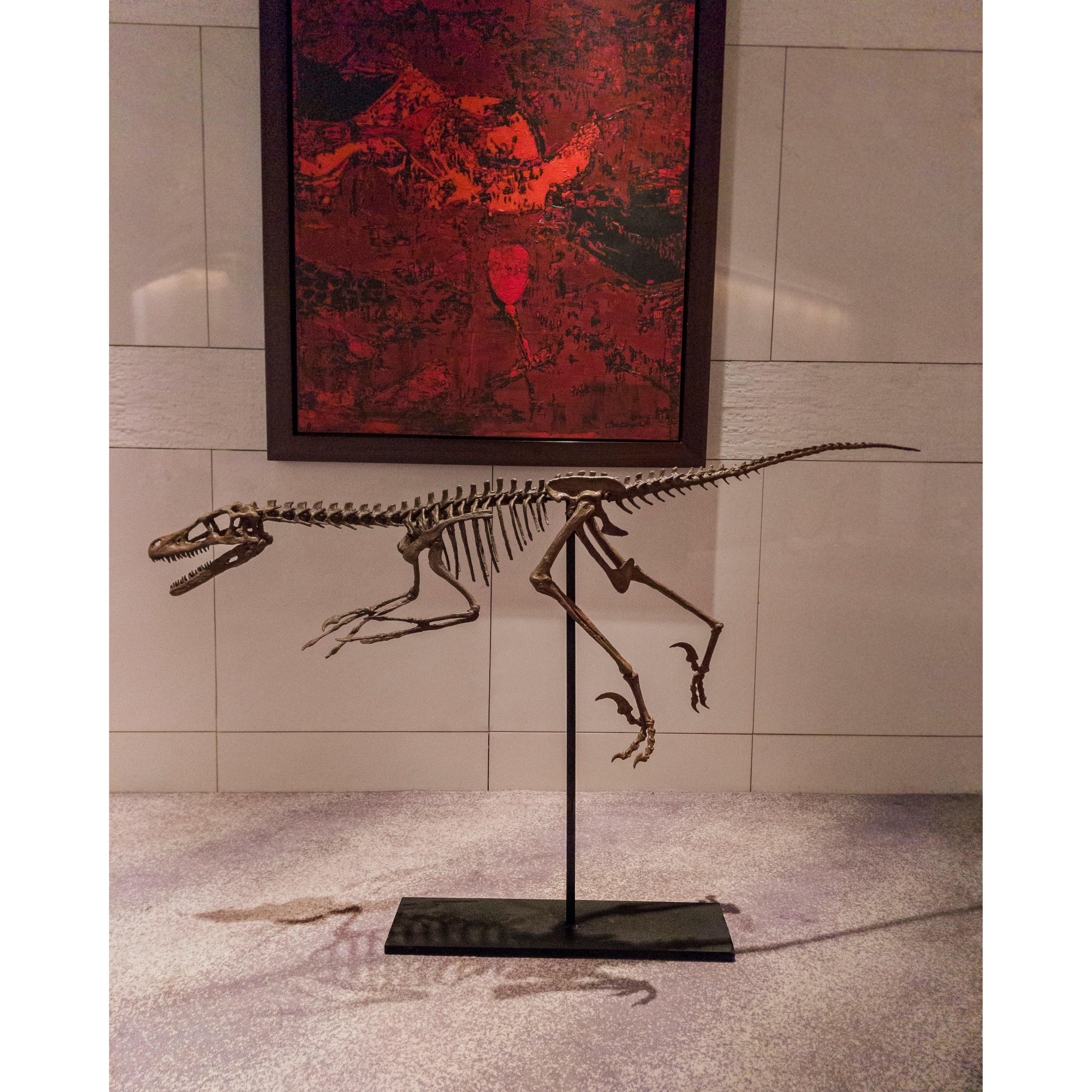 Velociraptor Tam İskelet Seramik Heykel