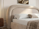 Velora Bazalı Karyola – Yumuşak Hatlı Tasarım, Gizli Depolama, Kadife Döşemeli