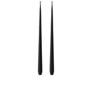 Velvet Matt Black Kokusuz 2'Li Uzun Konik Mum 42 Cm