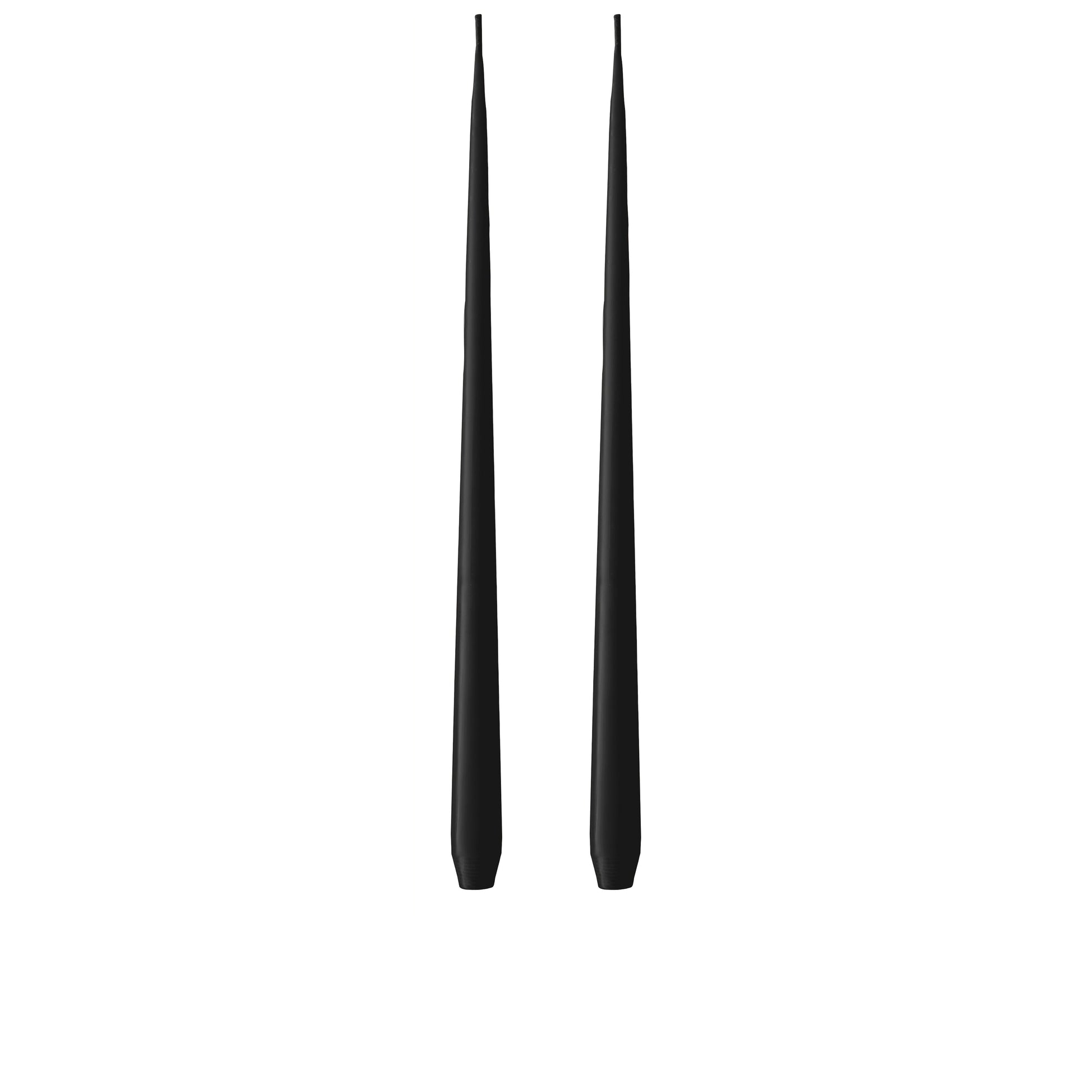 Velvet Matt Black Kokusuz 2'Li Uzun Konik Mum 42 Cm