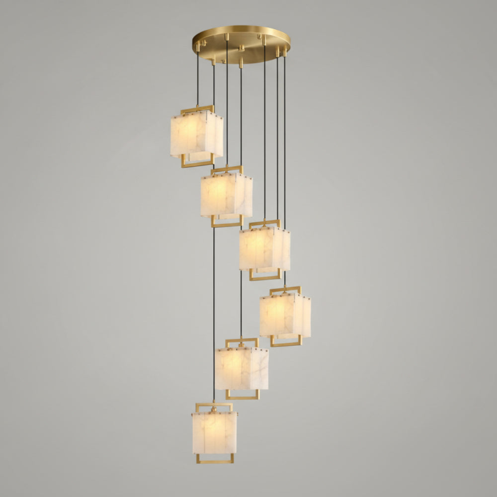 Venera Küp Mermer Avize-Avize-Ronisu Aydınlatma-6'lı Sarkıt-NowShopFun