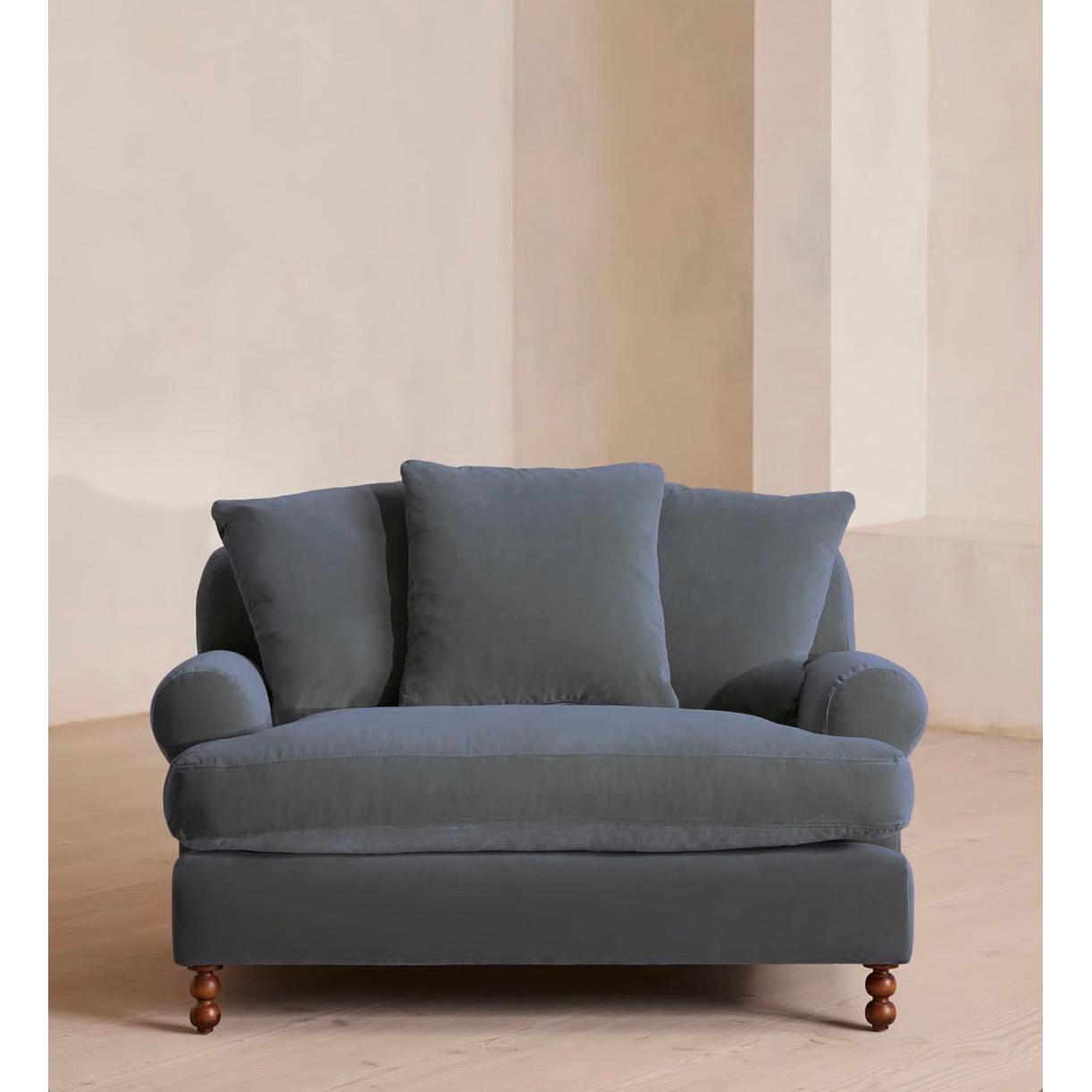 Venira Kadife Berjer-Sofalab-Gri-NowShopFun