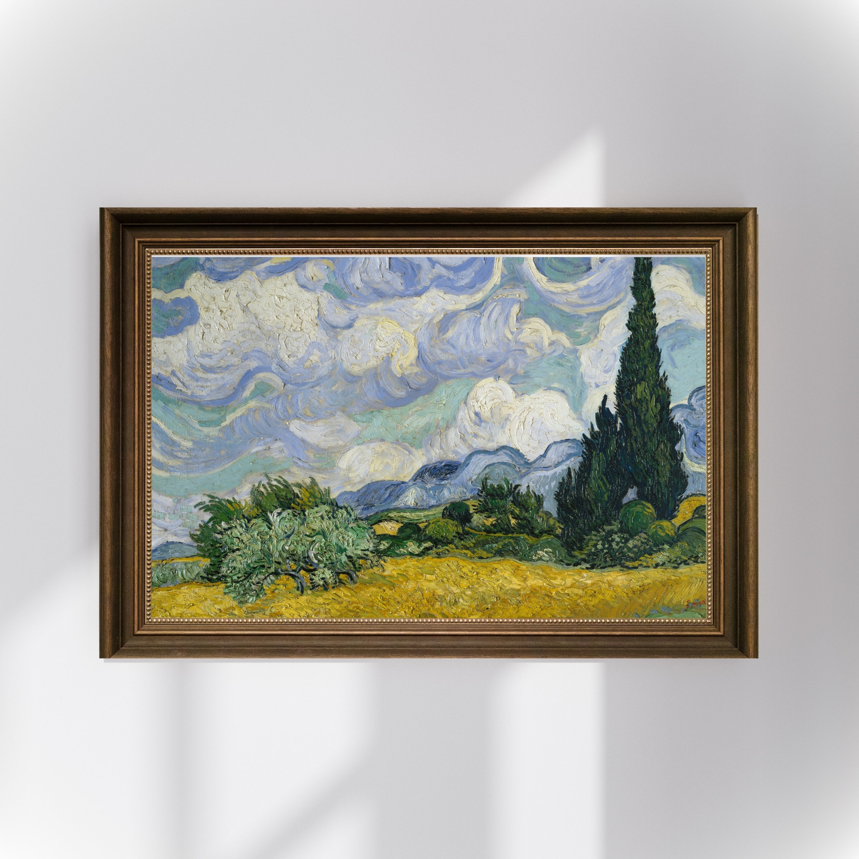 Vincent van Gogh - Selvi Ağaçlı Buğday Tarlası Fine Art Baskı