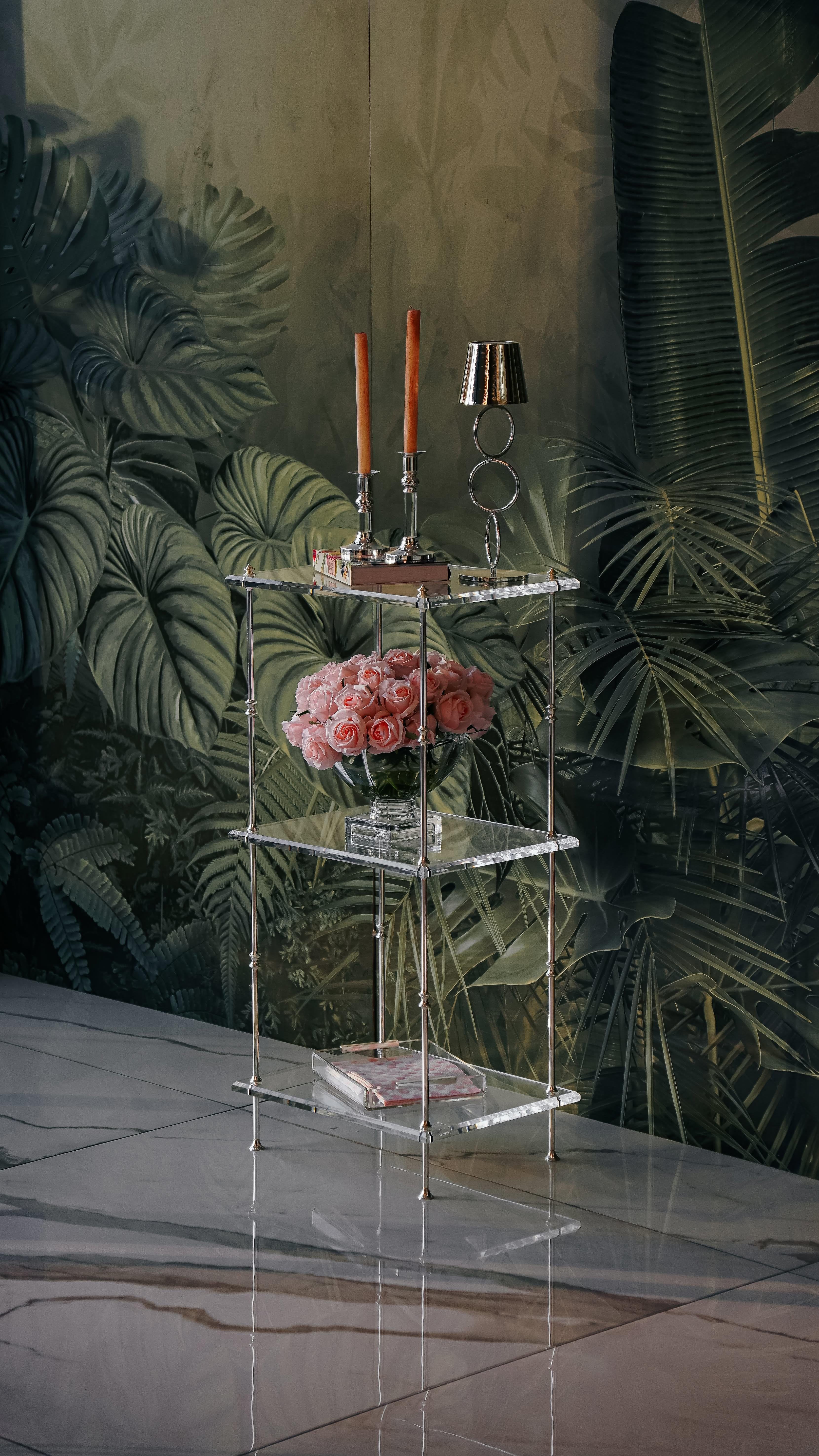 Vintage Dekoratif Büyük Üç Katlı Düzenleyici Gümüş Raf-Raf-Memonza-NowShopFun