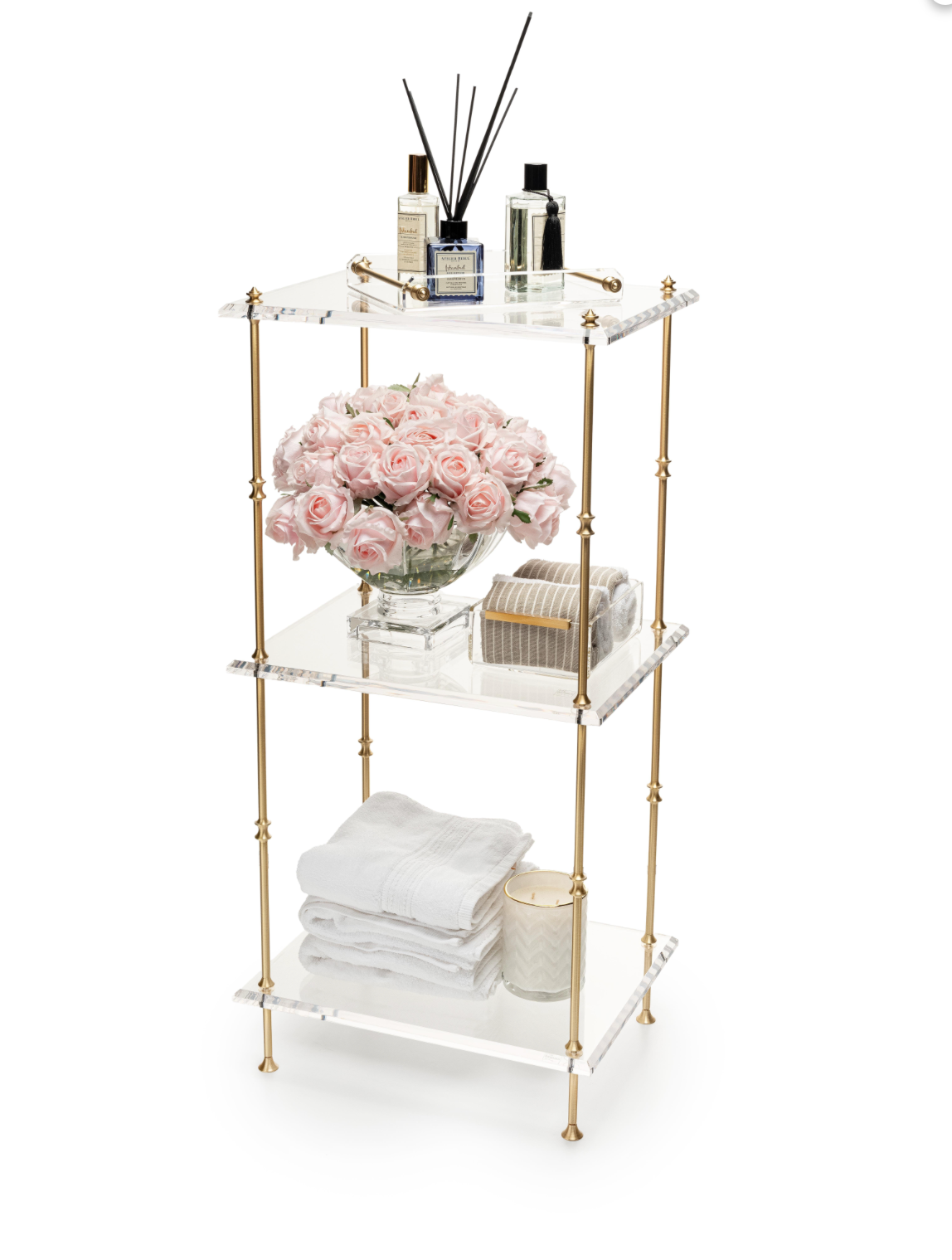 Vintage Dekoratif Büyük Üç Katlı Düzenleyici Pirinç Raf-Raf-Memonza-NowShopFun