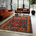 Vintage Madalyon Ve Çiçek Motifli Niğde El Dokuma Halısı 110x190 Cm