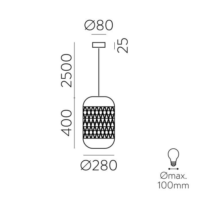 Vivian Sarkit 1l Natural-Rattan Ø28x180 Cm Led 1x27