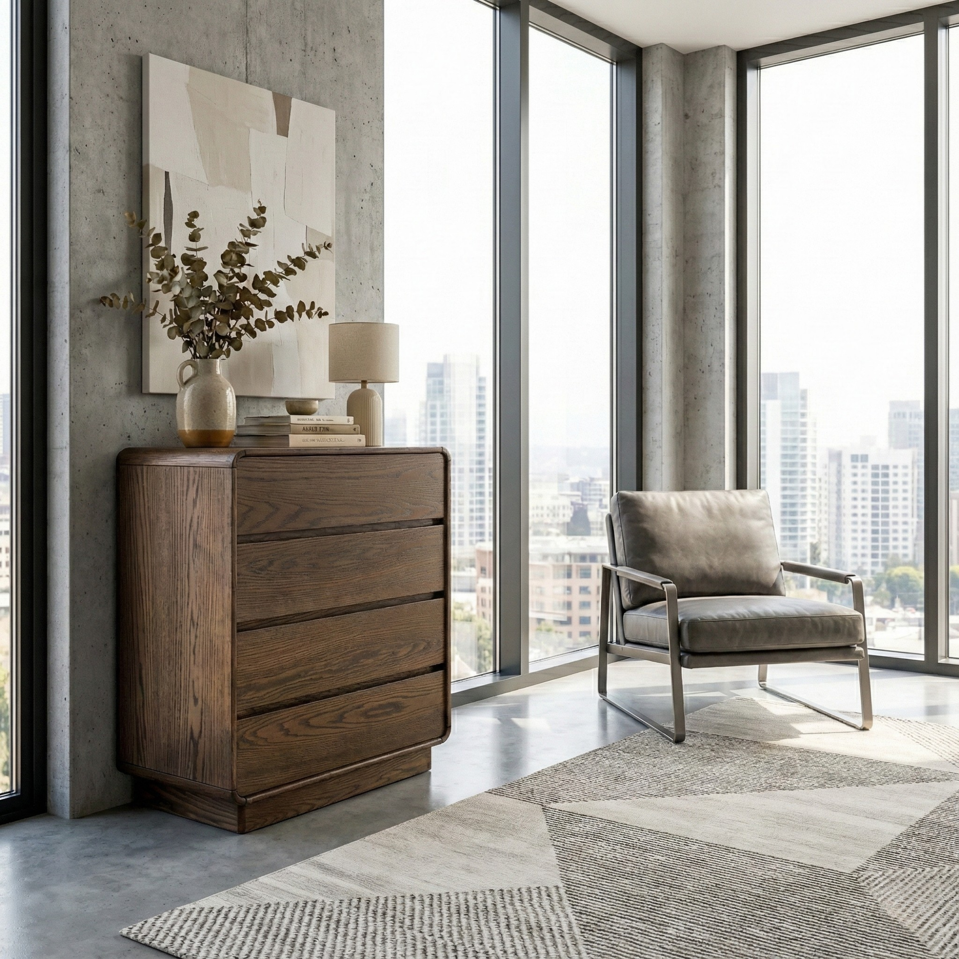 Watkins 4 Çekmeceli Şifonyer | Koyu Meşe