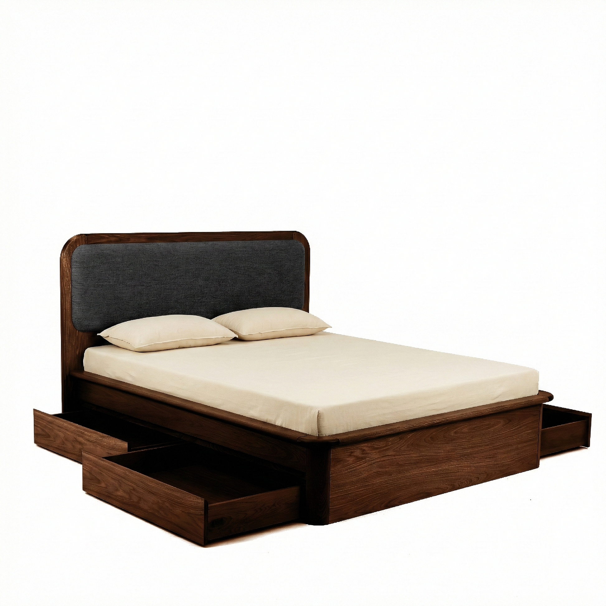 Watkins Döşemeli Karyola Koyu Meşe