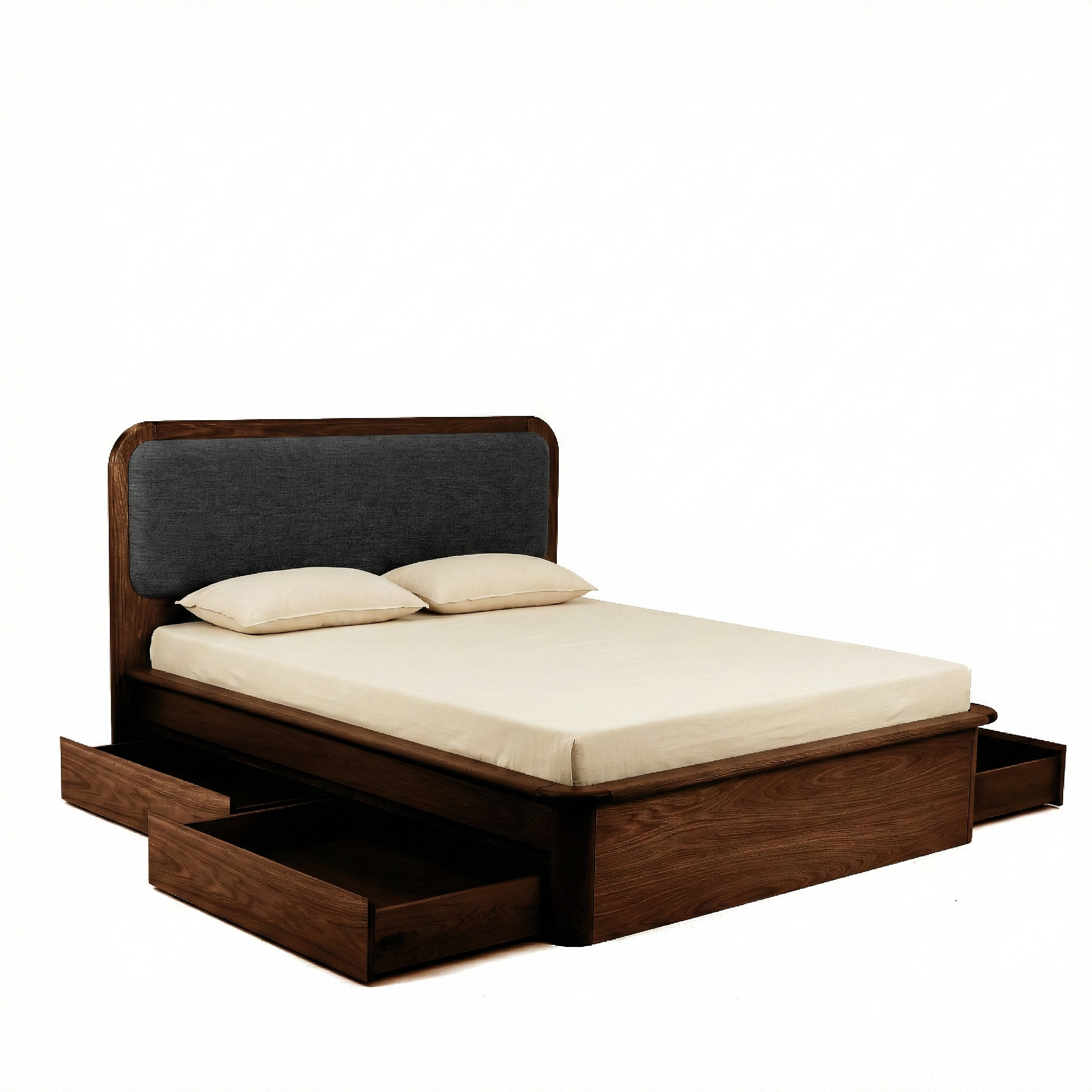 Watkins Döşemeli Karyola Koyu Meşe