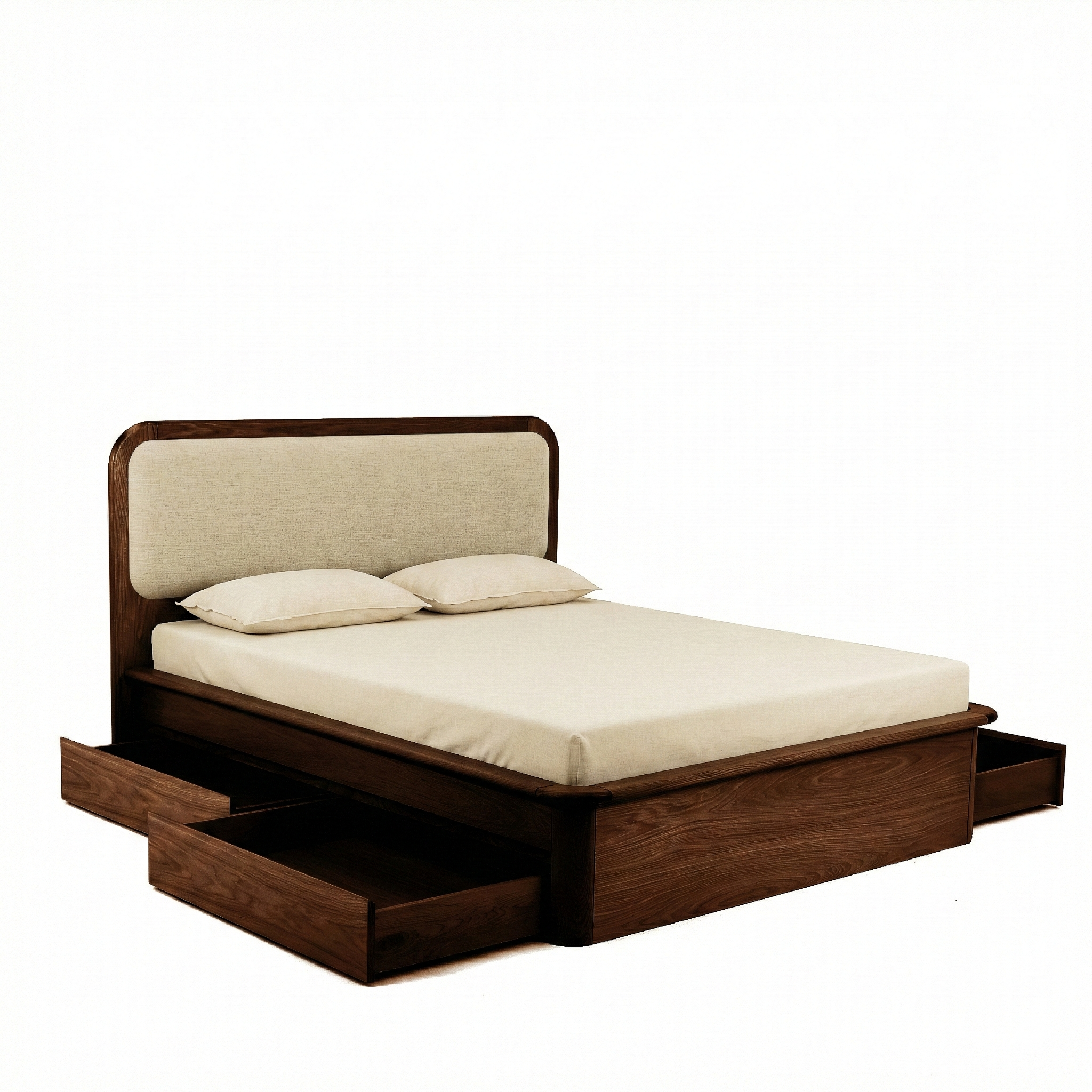 Watkins Döşemeli Karyola Koyu Meşe