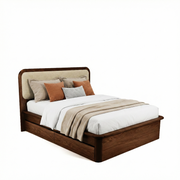 Watkins Döşemeli Karyola Koyu Meşe