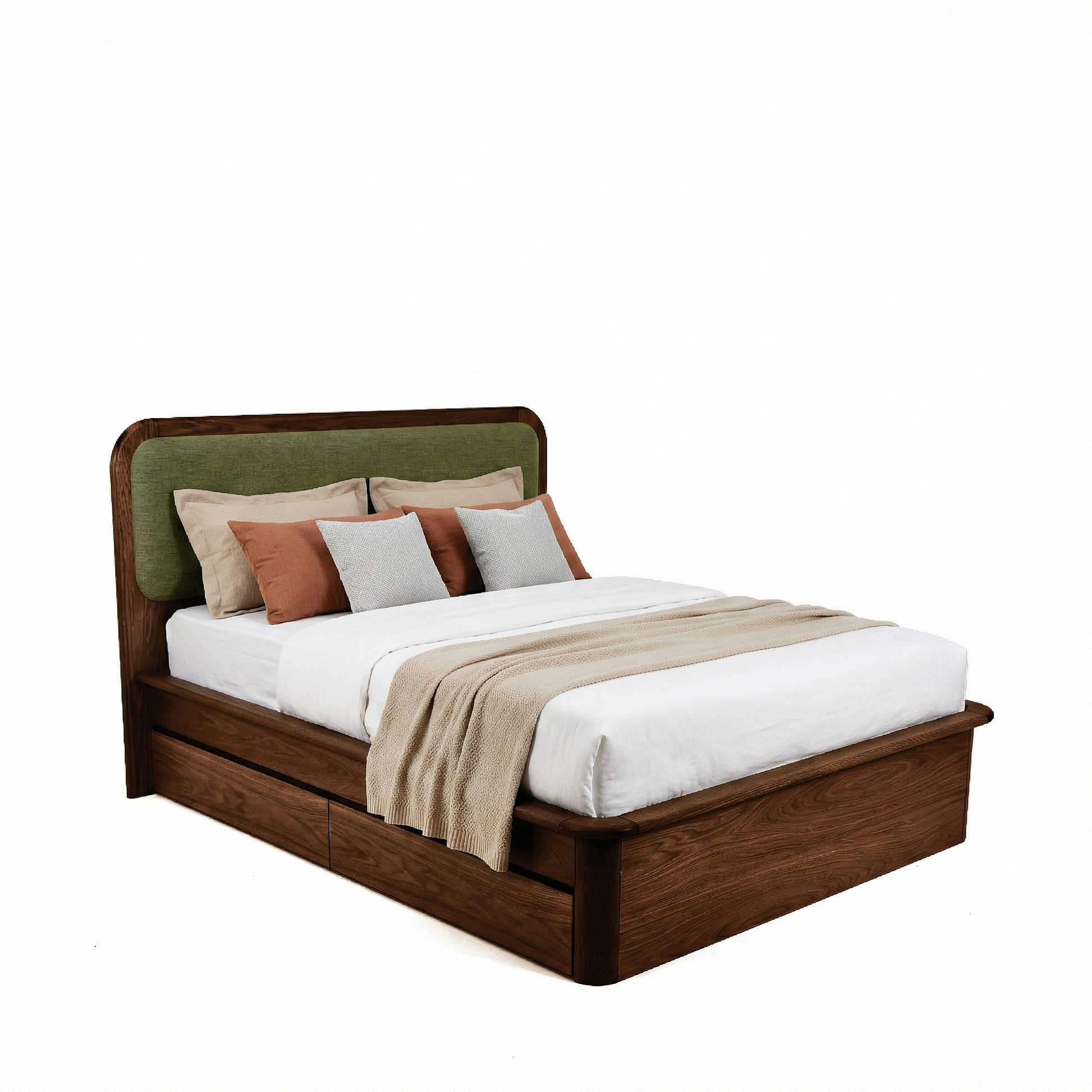 Watkins Döşemeli Karyola Koyu Meşe