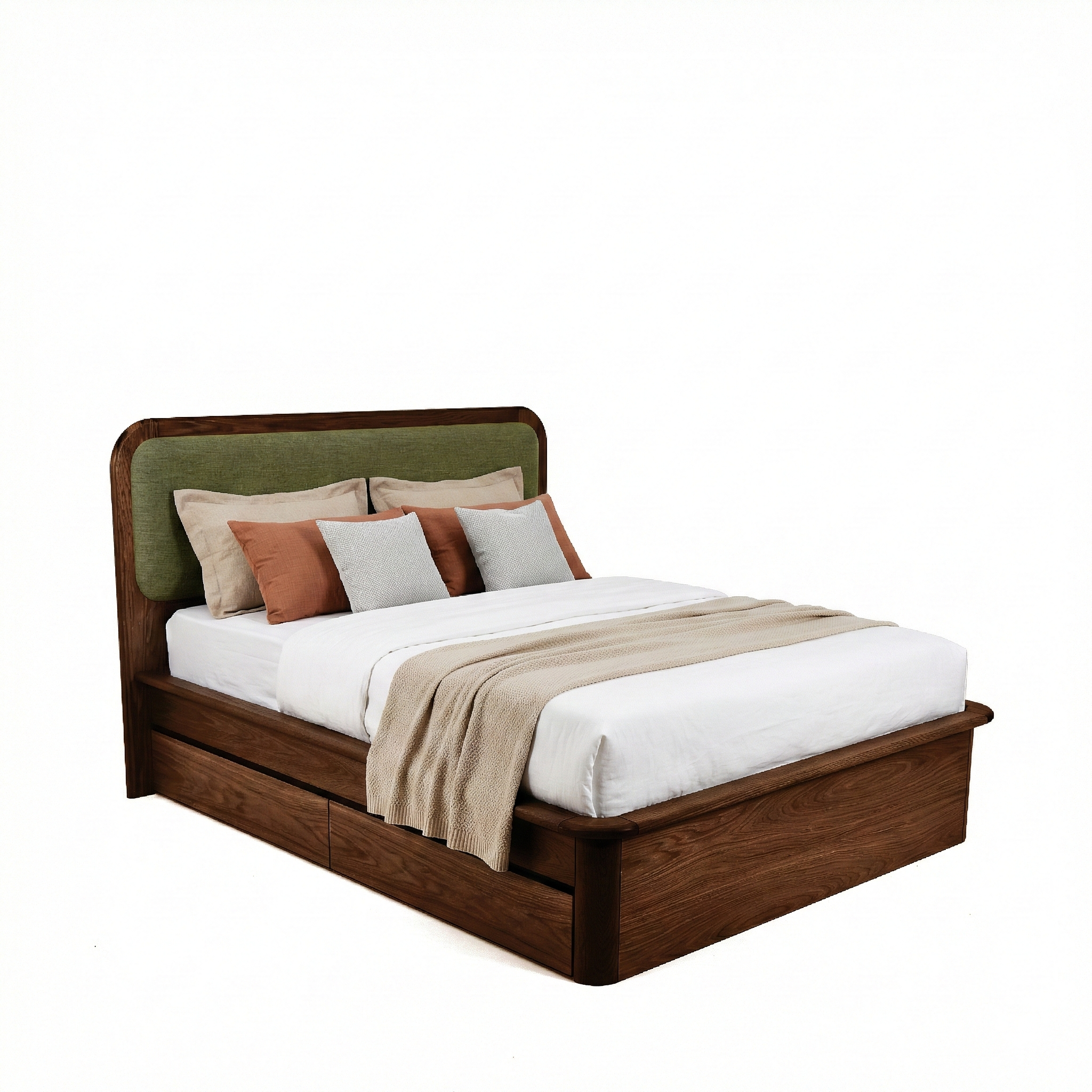 Watkins Döşemeli Karyola Koyu Meşe