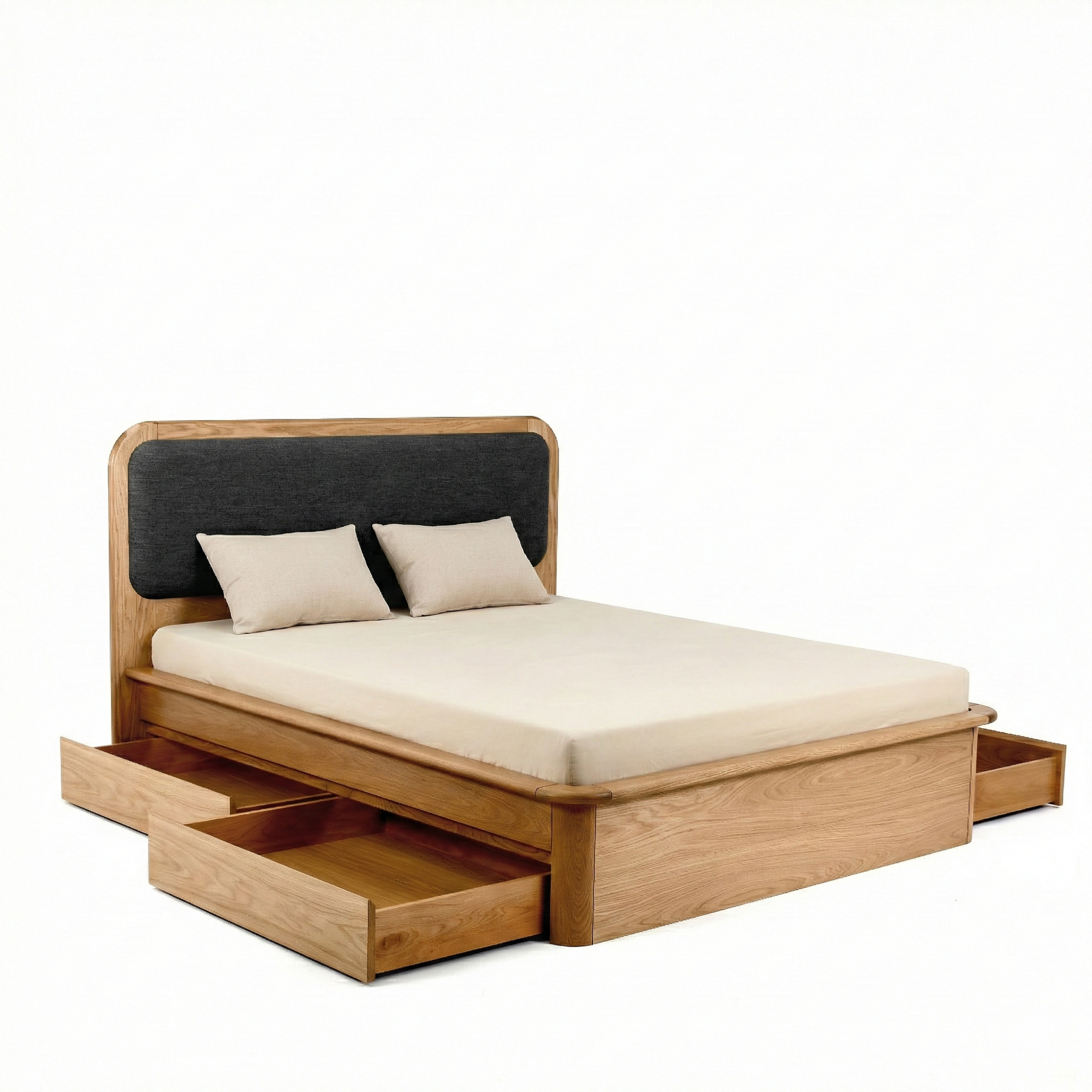 Watkins Döşemeli Karyola Natürel Meşe