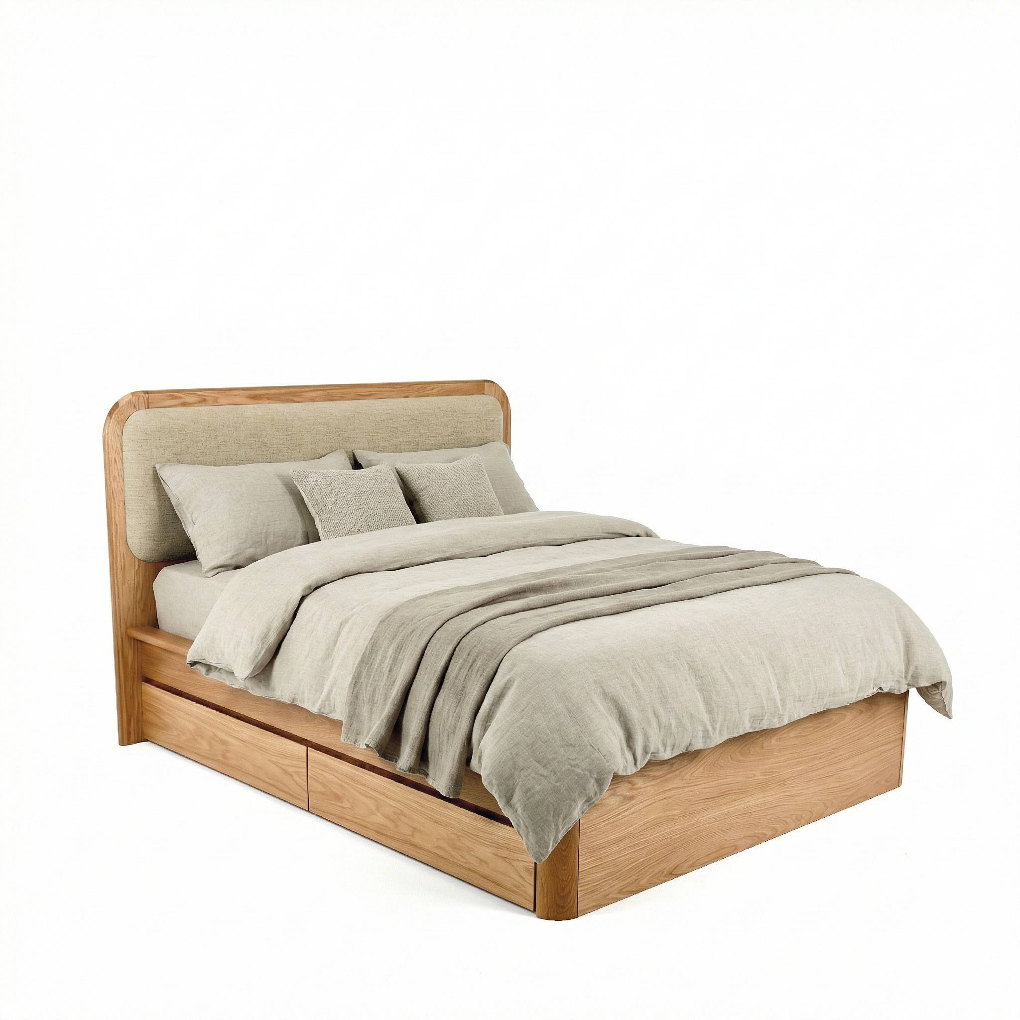 Watkins Döşemeli Karyola Natürel Meşe