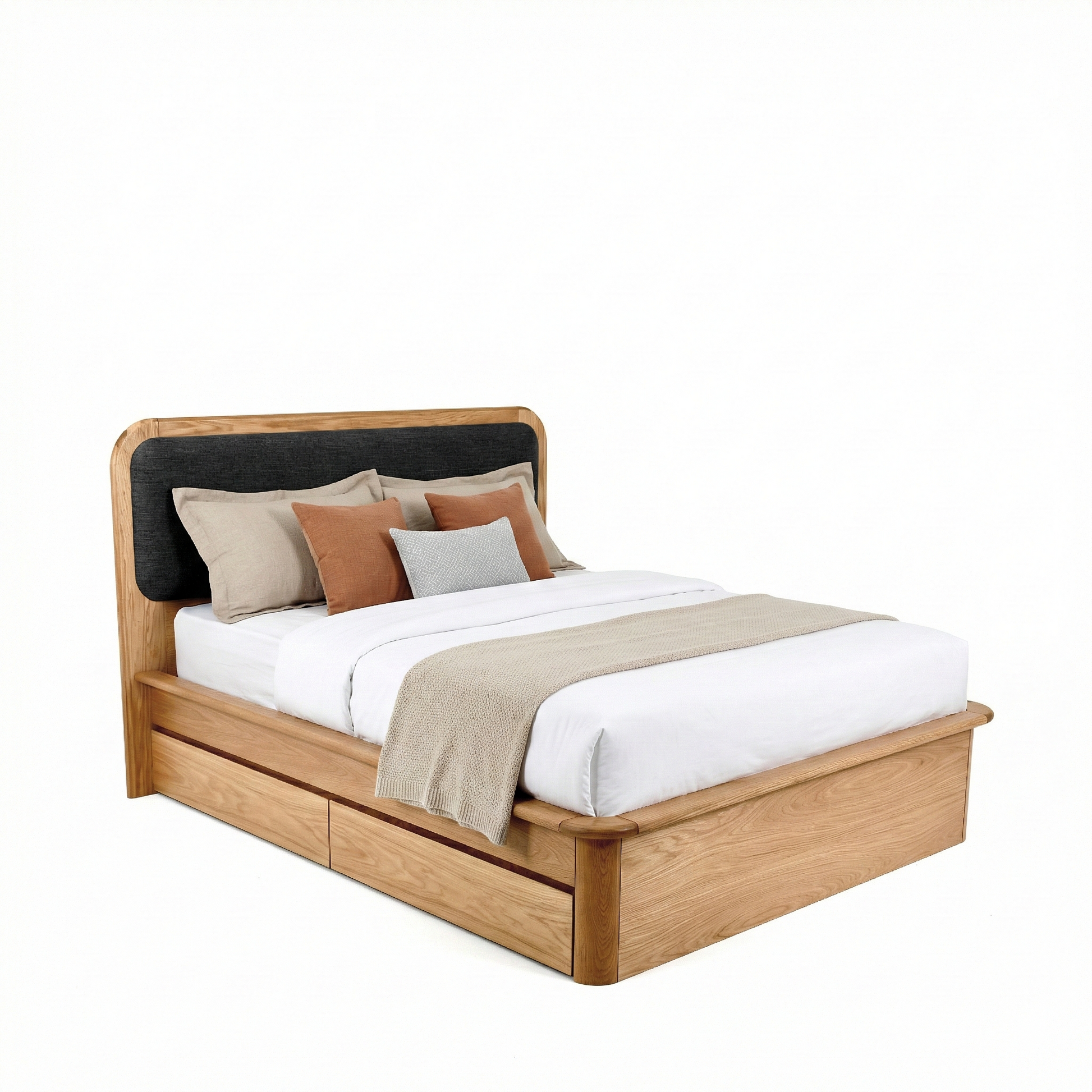 Watkins Döşemeli Karyola Natürel Meşe