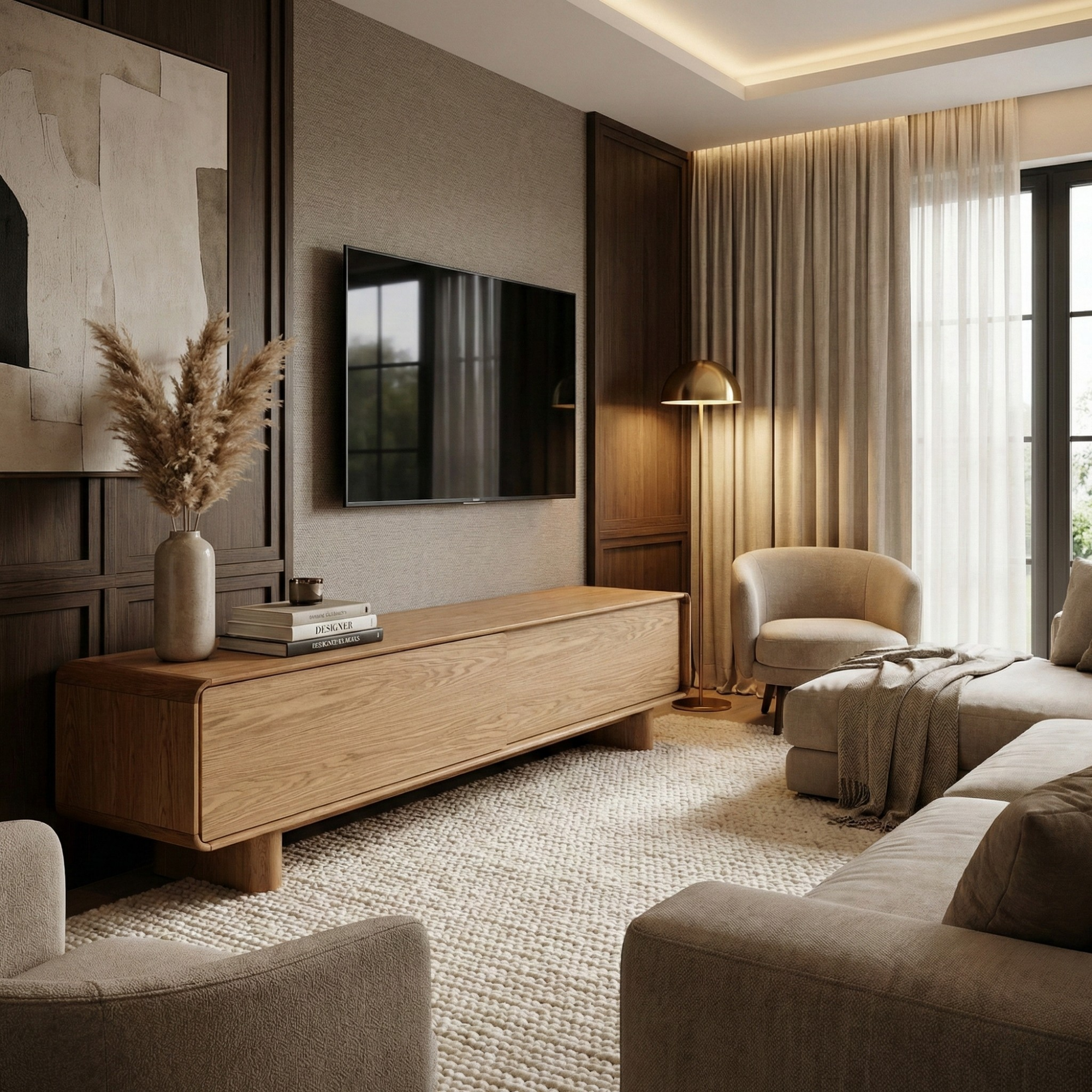 Watkins Tv Ünitesi - 210 Cm | Natürel Meşe