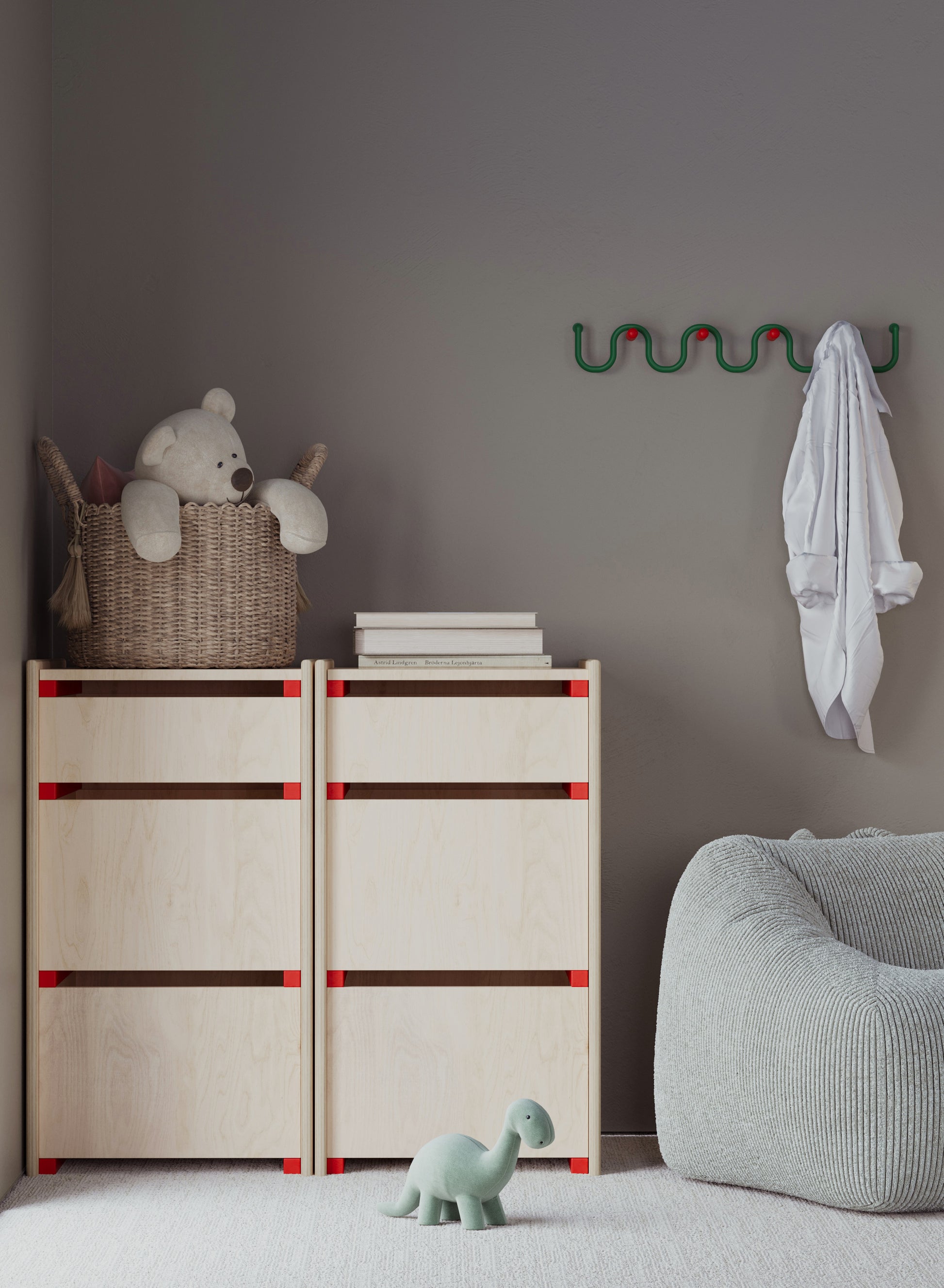 Wave Askılık-Duvar Askılığı-Kiddiverse-Yeşil-Sarı-NowShopFun