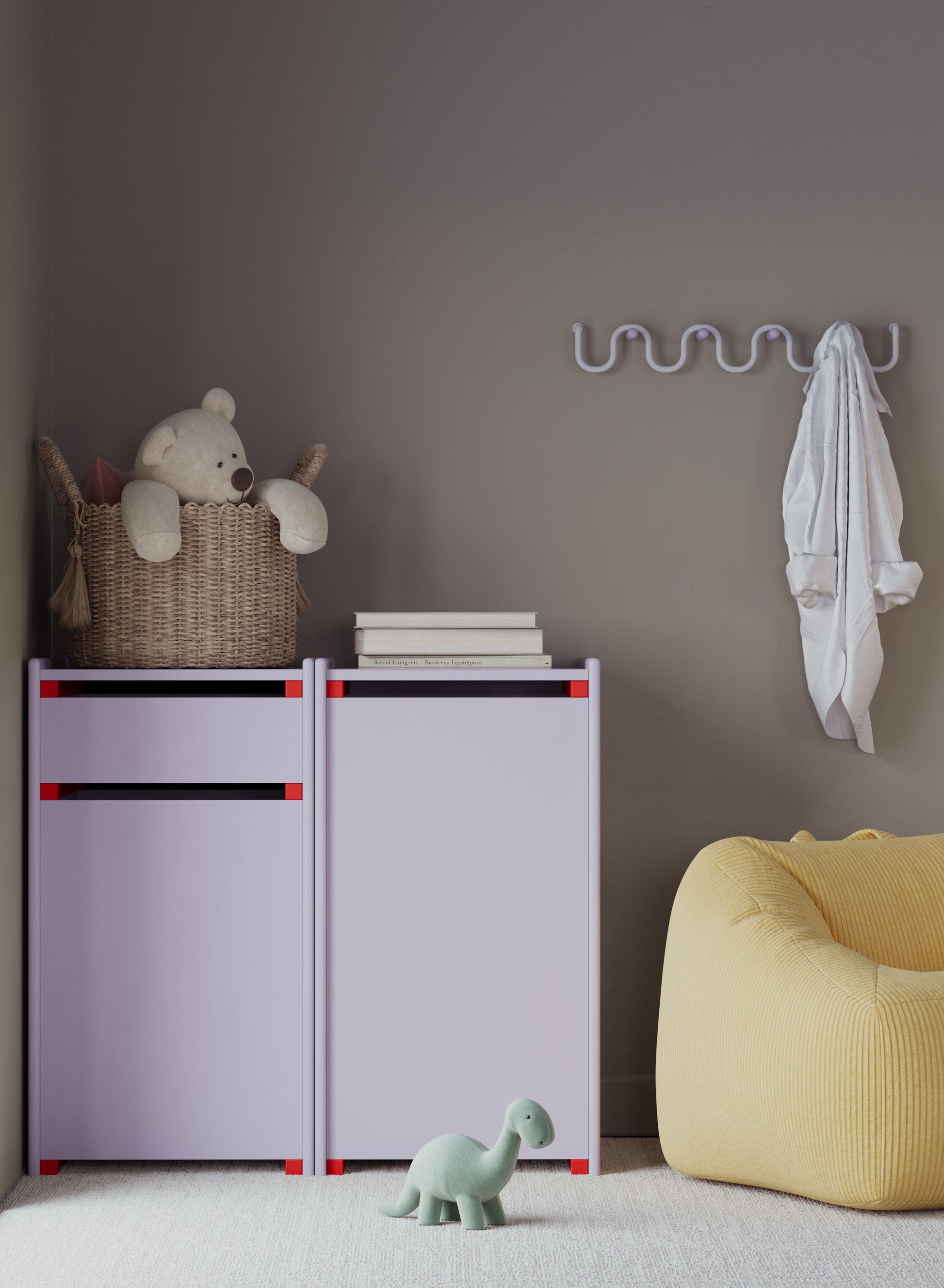 Wave Askılık-Duvar Askılığı-Kiddiverse-Yeşil-Sarı-NowShopFun
