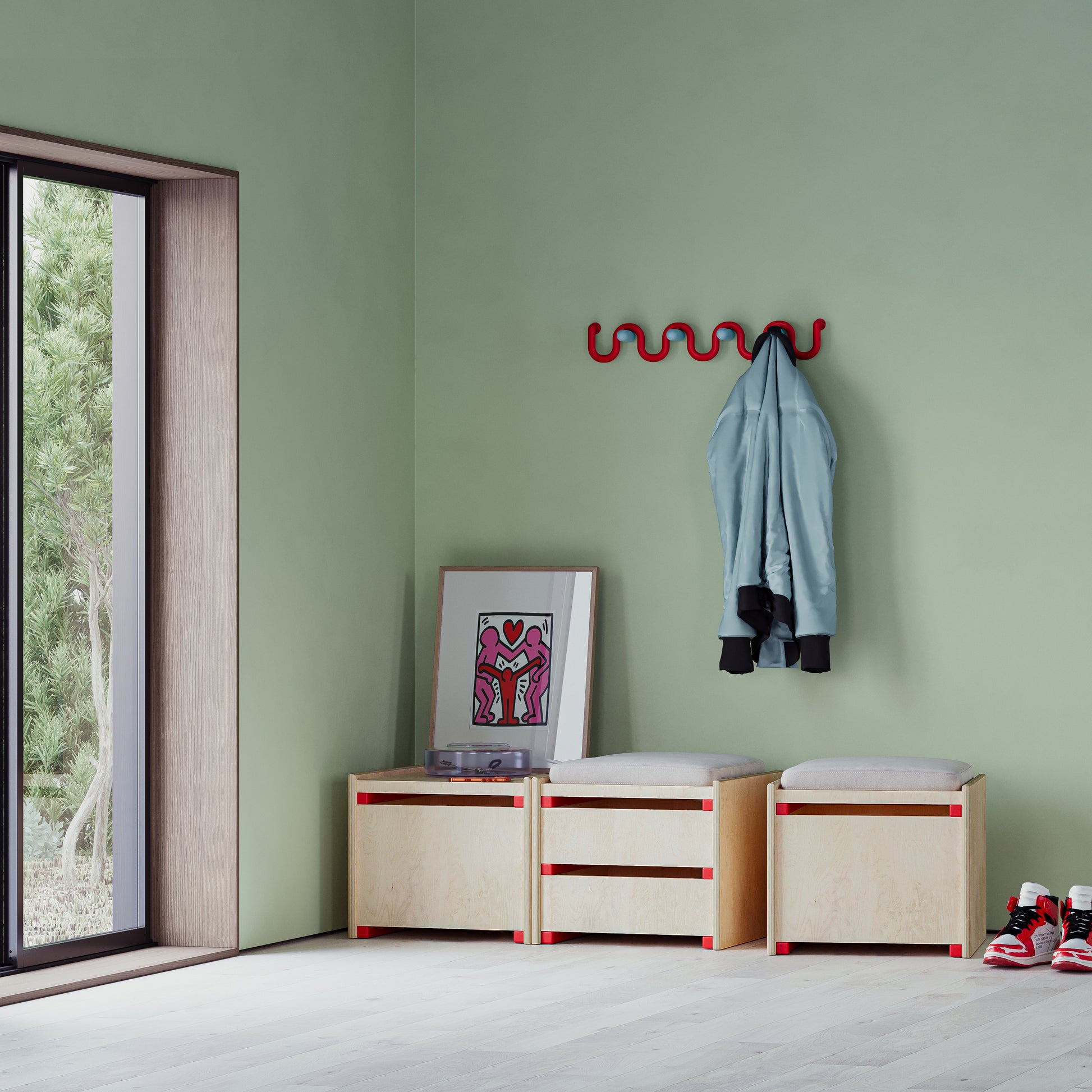 Wave Askılık-Duvar Askılığı-Kiddiverse-Yeşil-Sarı-NowShopFun