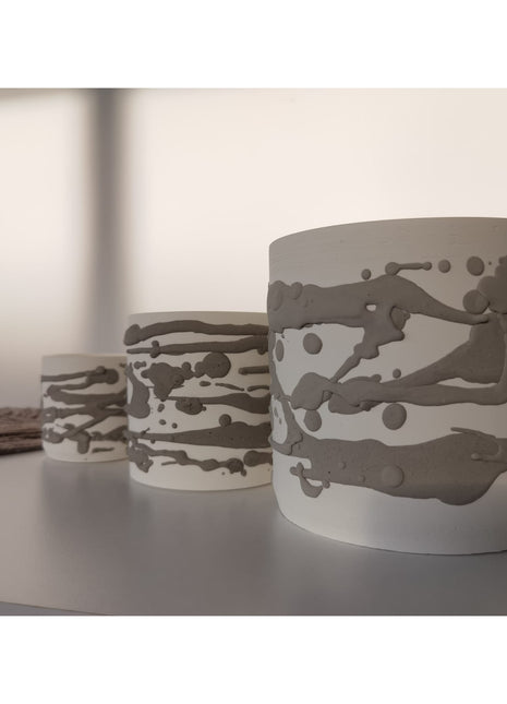Natural Üçlü Dekoratif Beton Saksı Seti
