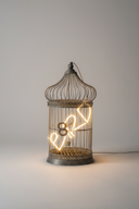 Bird Gri/Mavi Metal Kuş Kafesi Aydınlatma