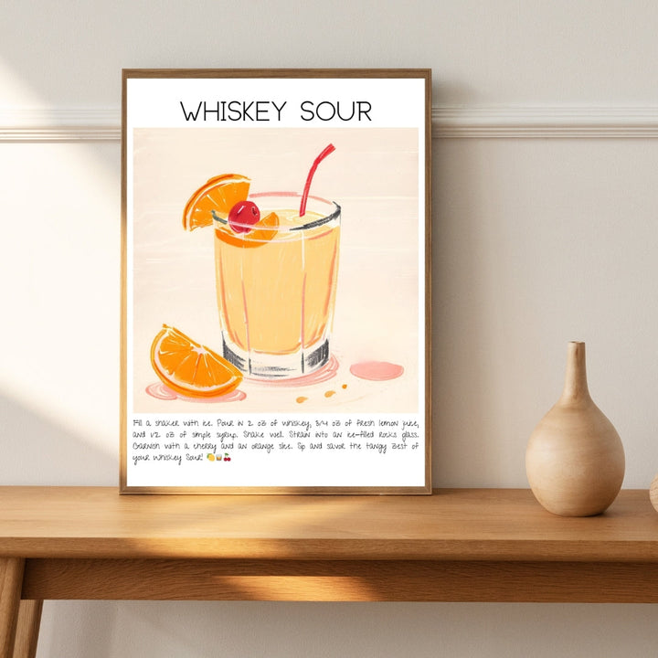 Whiskey Sour Cocktail Art Print Tasarım Poster-Tablo-Muff Atelier-No:1-21x30cm-NowShopFun