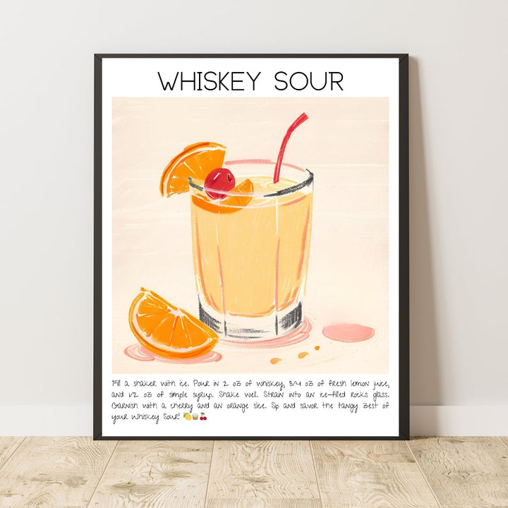 Whiskey Sour Cocktail Art Print Tasarım Poster-Tablo-Muff Atelier-No:1-30x42cm-NowShopFun