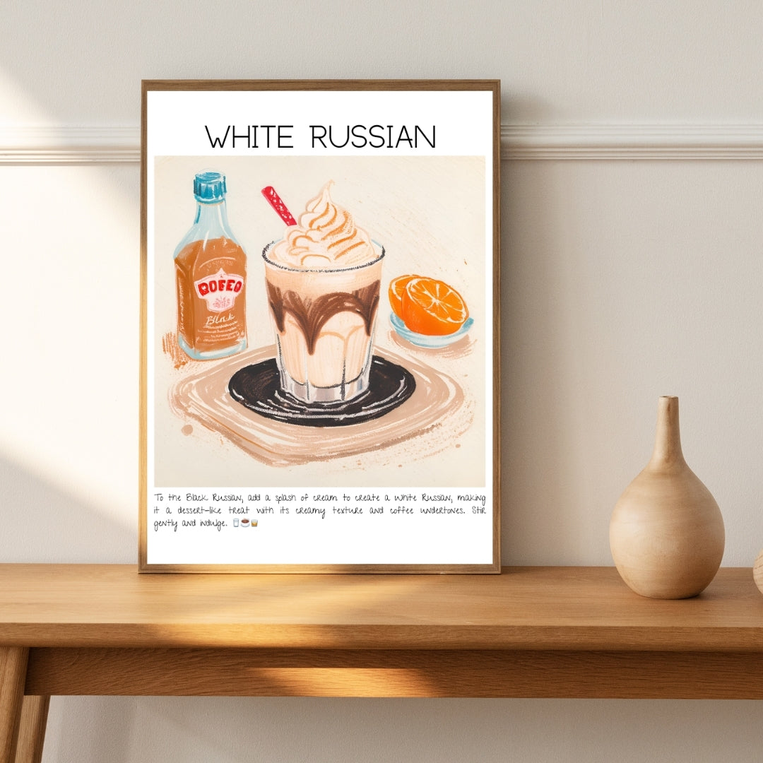 White Russian Cocktail Art Print Tasarım Poster-Tablo-Muff Atelier-No:1-21x30cm-NowShopFun