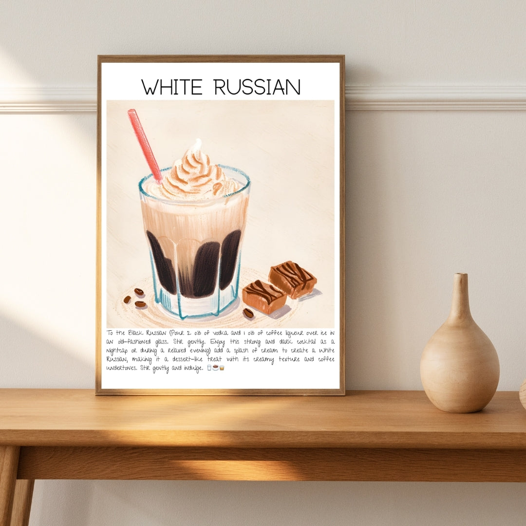 White Russian Cocktail Art Print Tasarım Poster-Tablo-Muff Atelier-No:1-21x30cm-NowShopFun