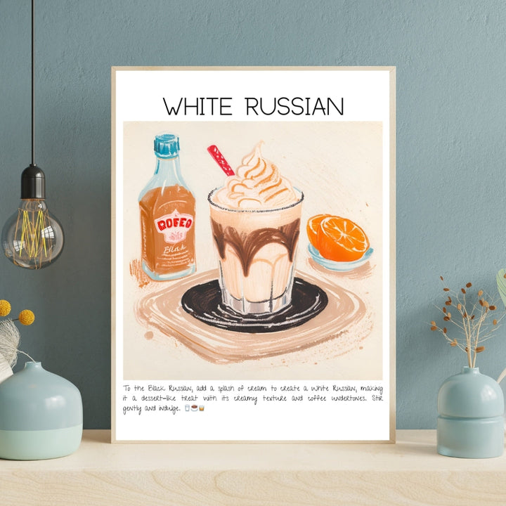 White Russian Cocktail Art Print Tasarım Poster-Tablo-Muff Atelier-No:1-21x30cm-NowShopFun