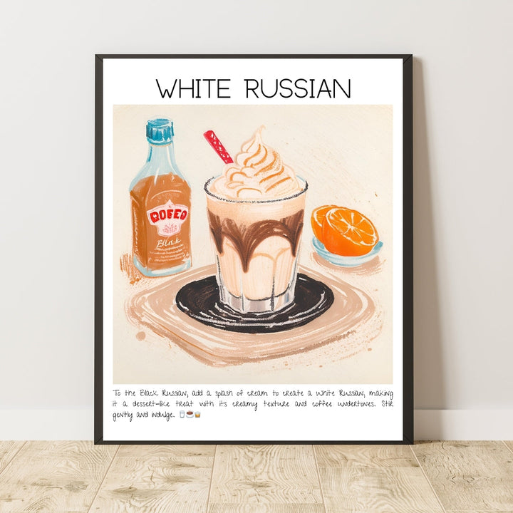 White Russian Cocktail Art Print Tasarım Poster-Tablo-Muff Atelier-No:1-30x42cm-NowShopFun