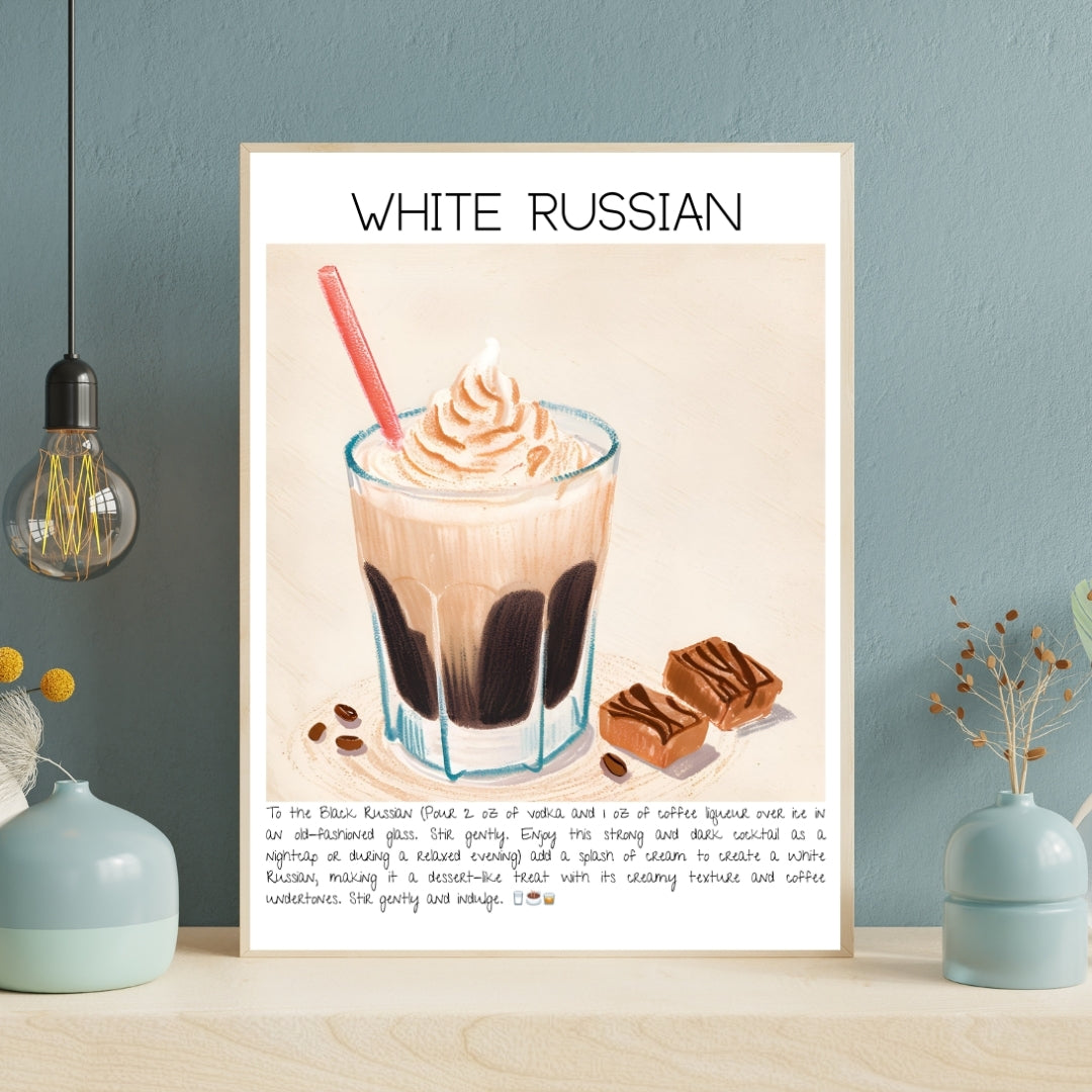 White Russian Cocktail Art Print Tasarım Poster-Tablo-Muff Atelier-No:2-21x30cm-NowShopFun