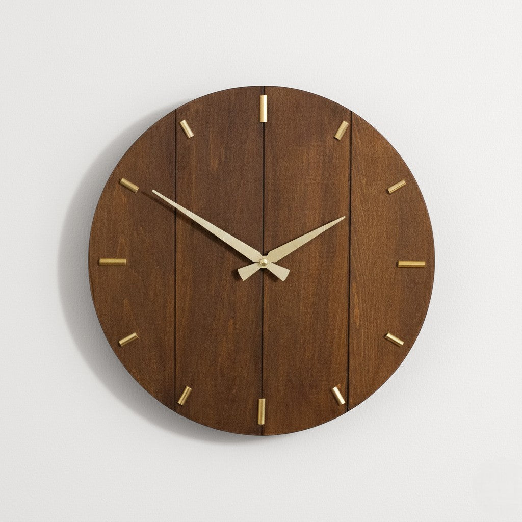 WOAA Endüstriyel Tasarım Ahşap Duvar Saati 12 Tuşlu